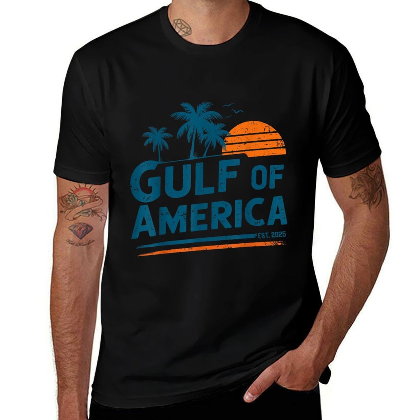 Retro Vintage Gulf Of US America 2025 American Gifts Slim-fit Cut T-Shirt