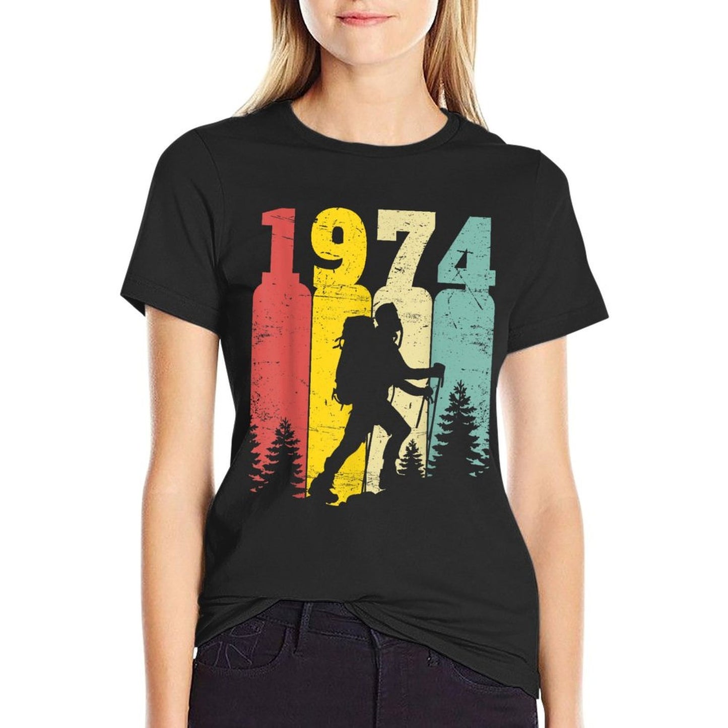 50 Years Hiker 1974 50th Birthday Hiking Lover Easy-care T-Shirt