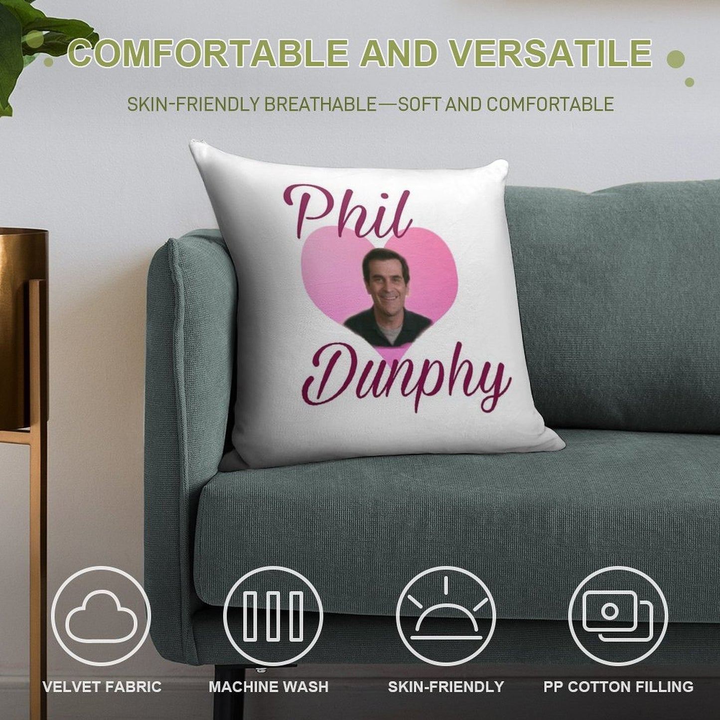 Modern Family Phil Dunphy Heart Meme Soft Home Decor Throw Pillow