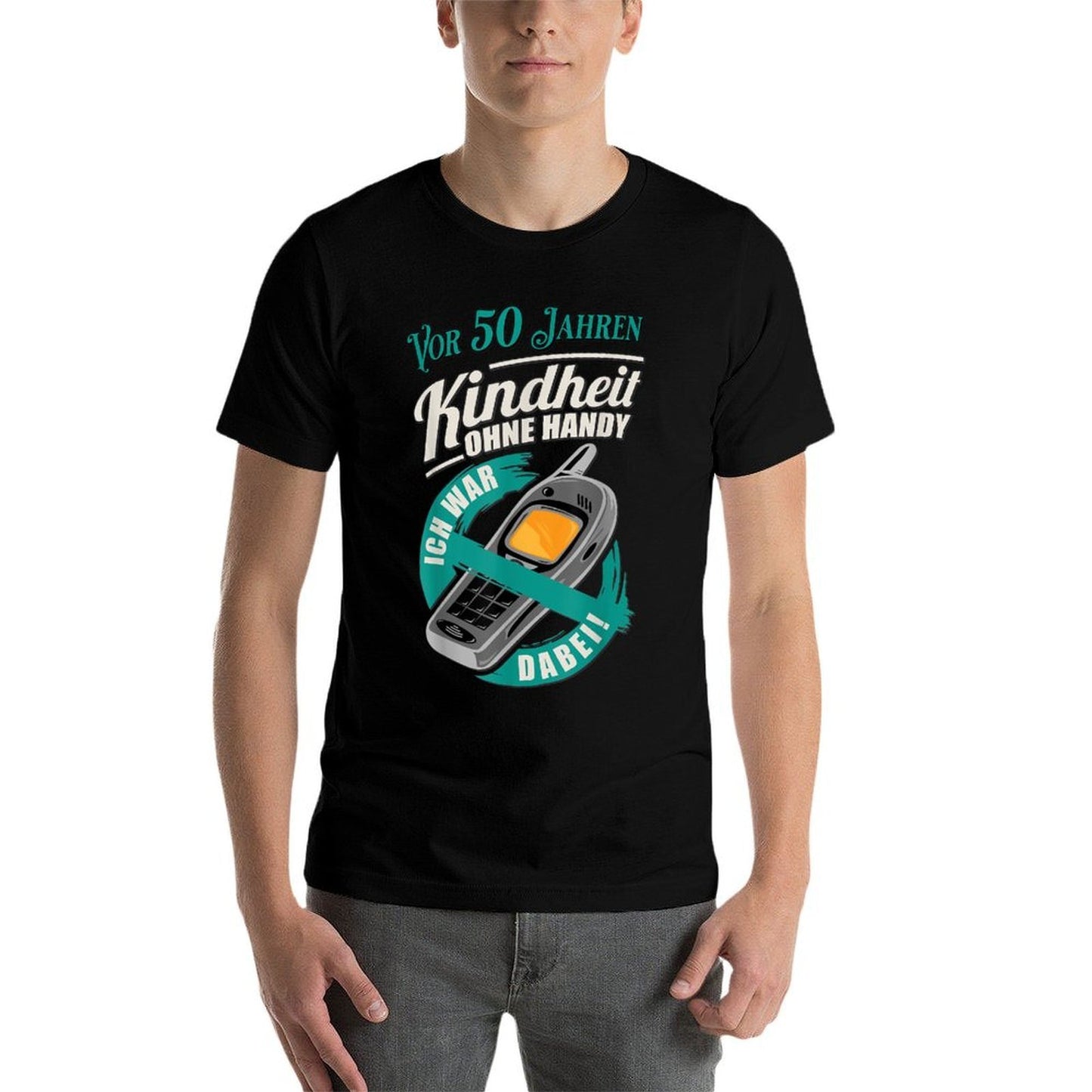 50th Birthday Childhood Without Mobile Phone 50 Years Ago Vintage-inspired T-Shirt