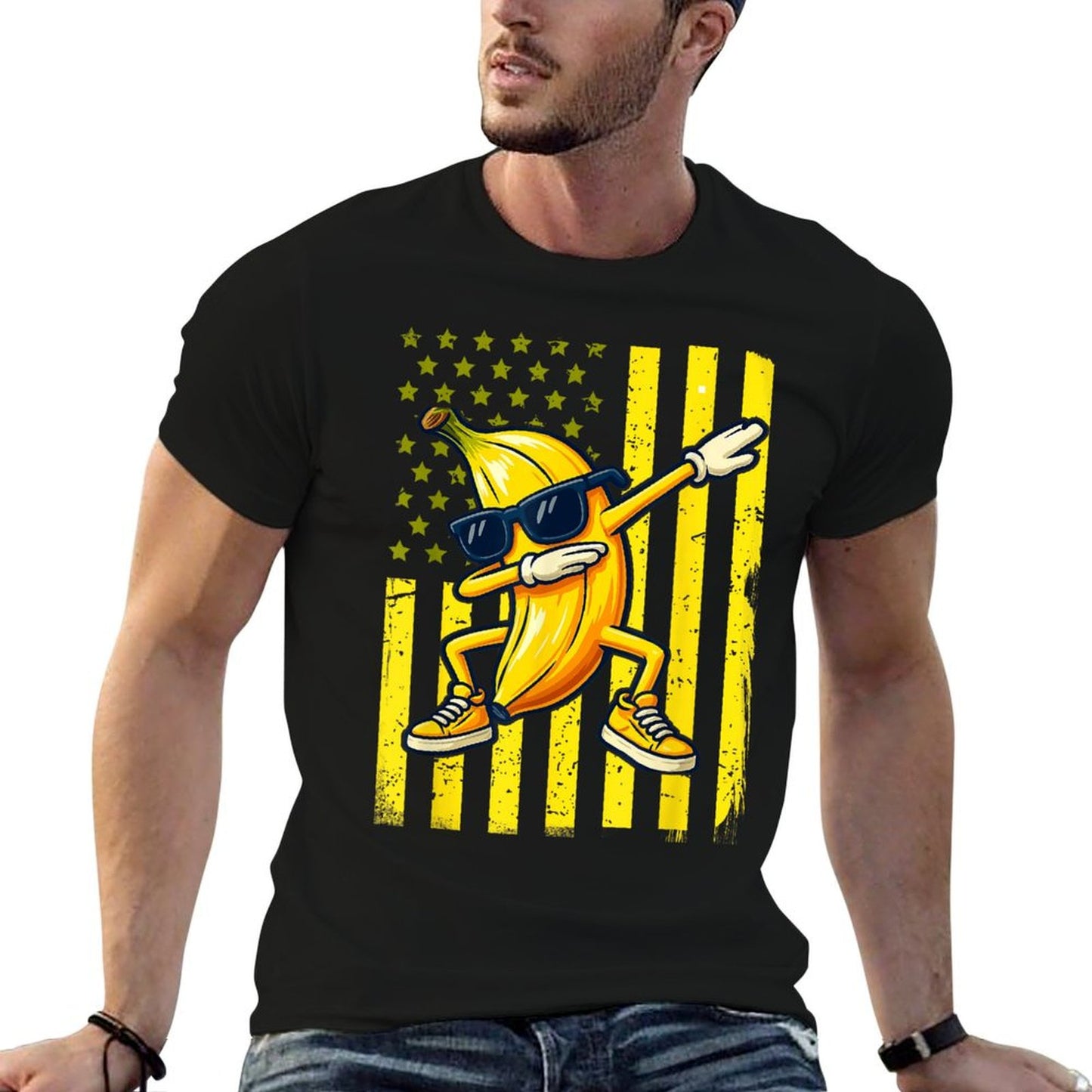 Graphic Banana Retro American Dabbing Banana Lover Relaxed-fit T-Shirt
