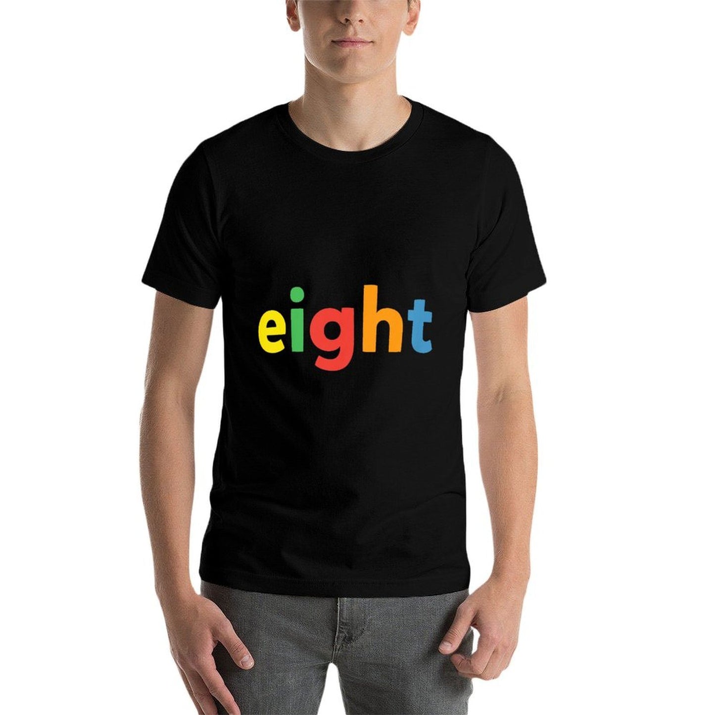 Kids 8 Eight Year Old Birthday Colorful Letters Boys Girls Easy-care T-Shirt