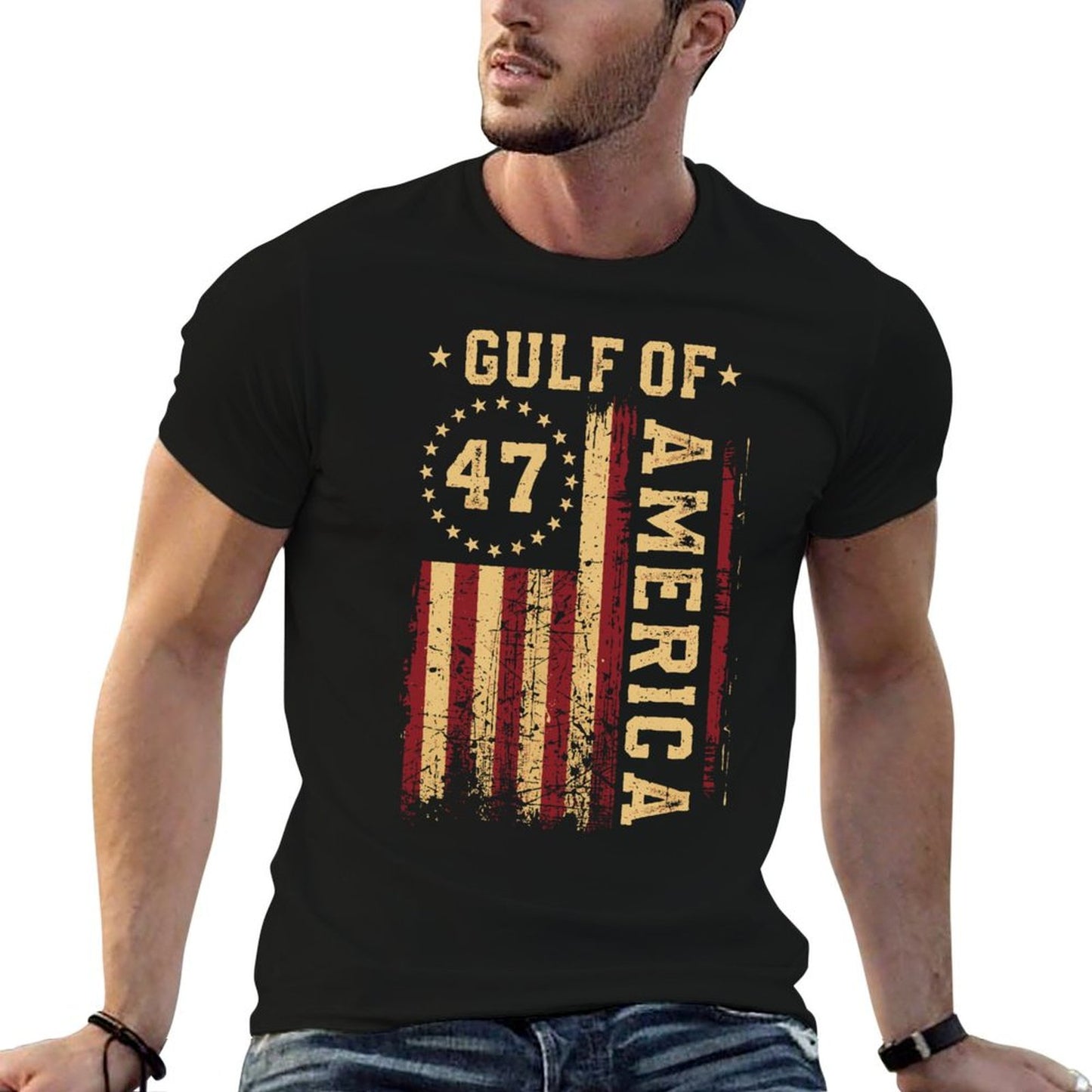 Gulf of USA America Funny USA Flag Long Sleeve Versatile T-Shirt