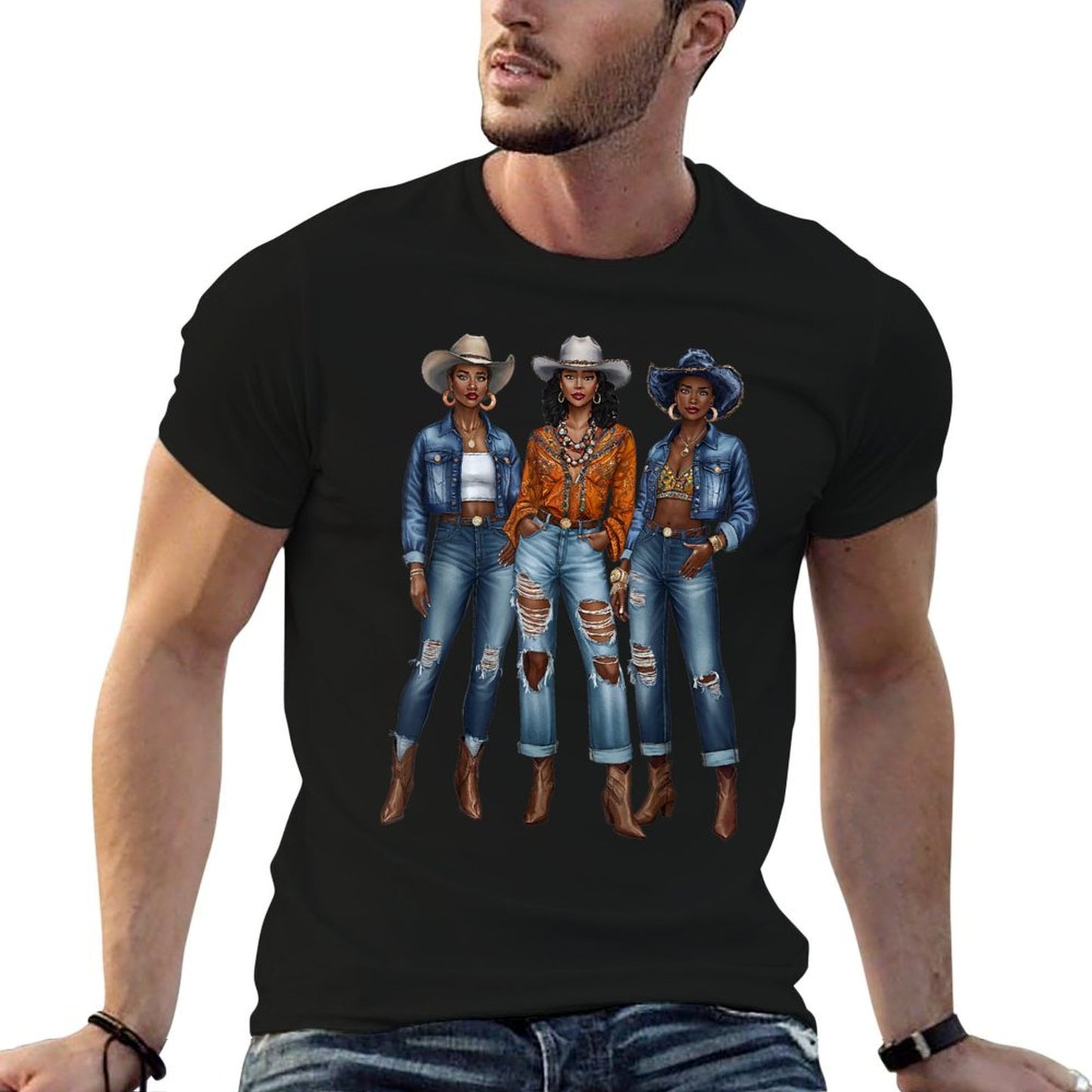 Black Cowgirl Vibes Melanin Black History Texas Fade-proof Color T-Shirt