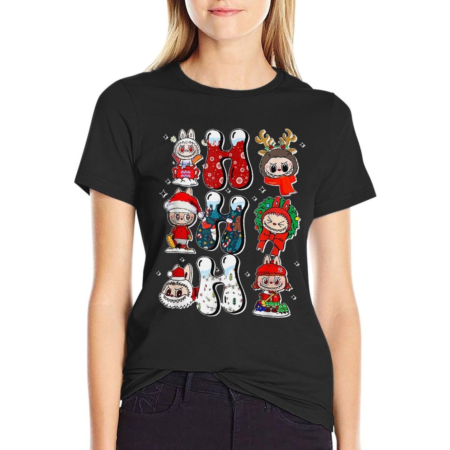 Xmas Santa Labubu Lover Cute Labubu Christmas Eco-friendly Material T-Shirt