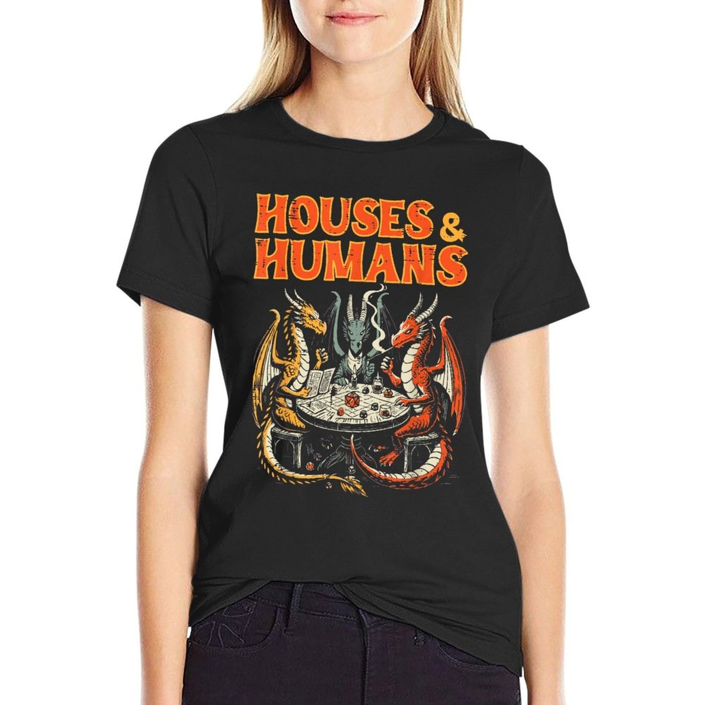Gaming Houses Humans Funny Rpg Parody Gamer Men Boys Kids Versatile T-Shirt