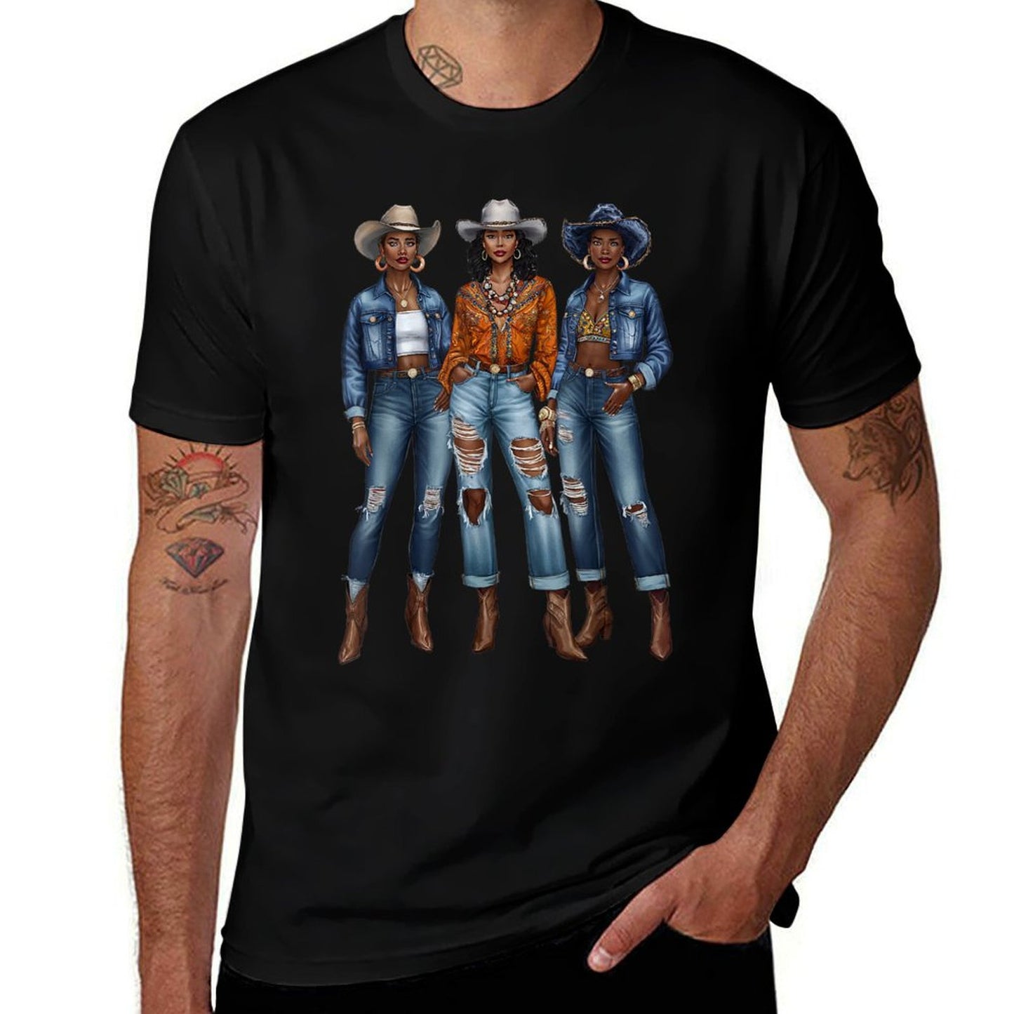 Black Cowgirl Vibes Melanin Black History Texas Fade-proof Color T-Shirt