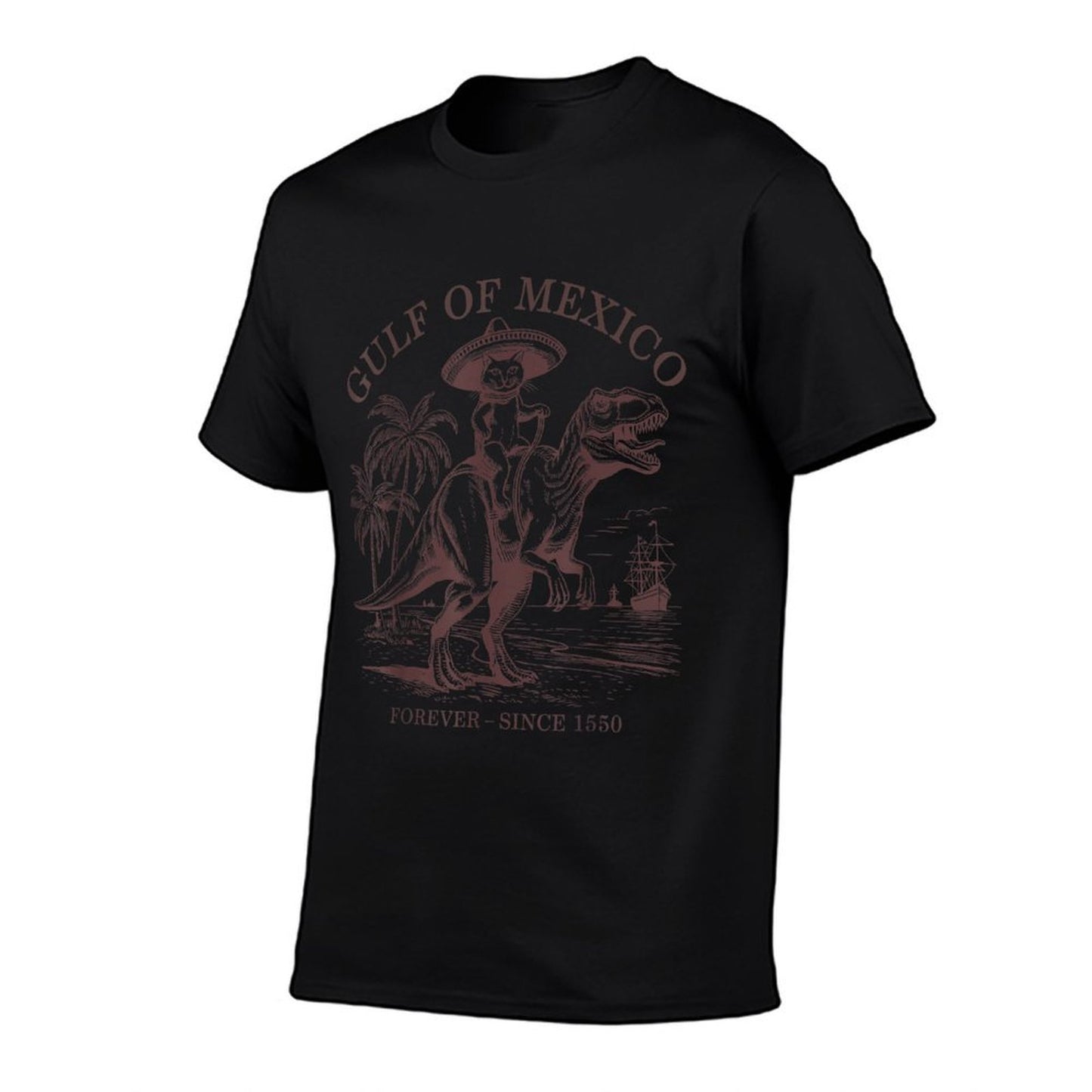 Gulf of Mexico Forever Funny Pirate Cat Dinosaur Men Women Stretchy T-Shirt