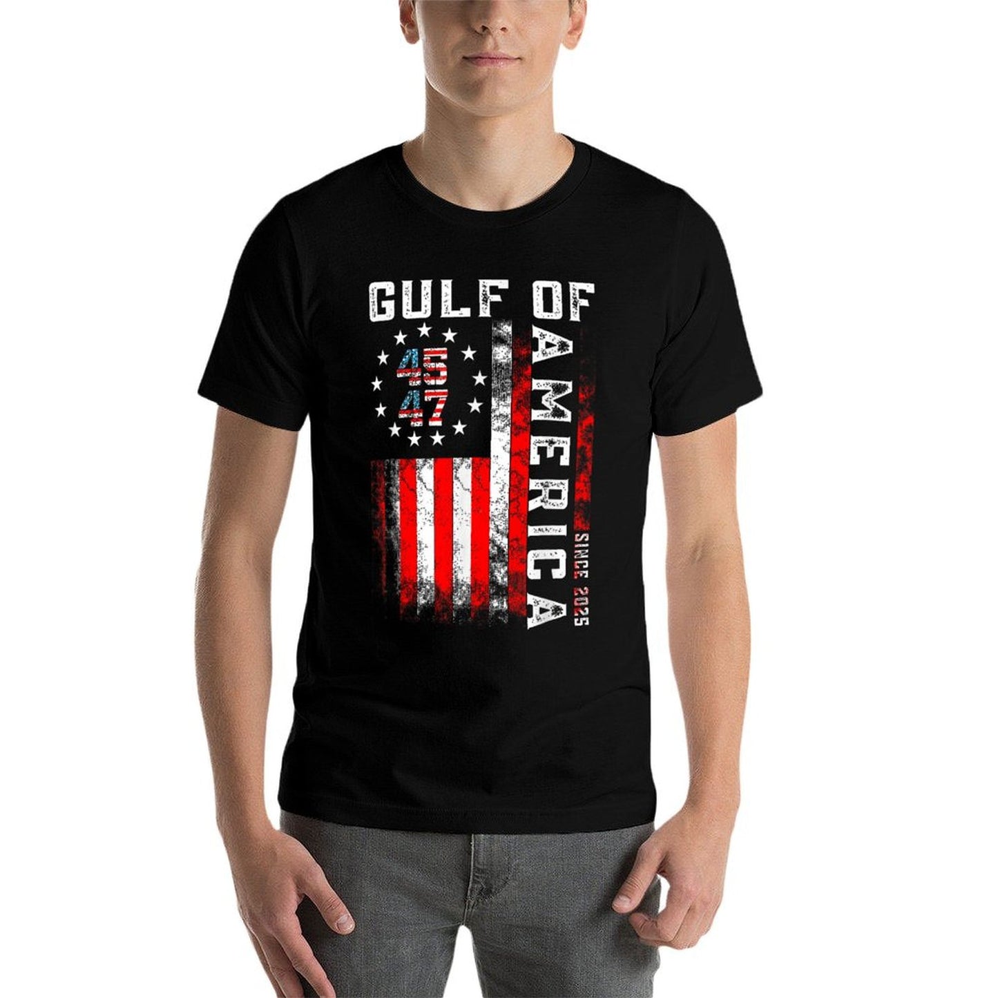 Gulf Of Usa America Funny Vintage Usa Flag Relaxed-fit T-Shirt