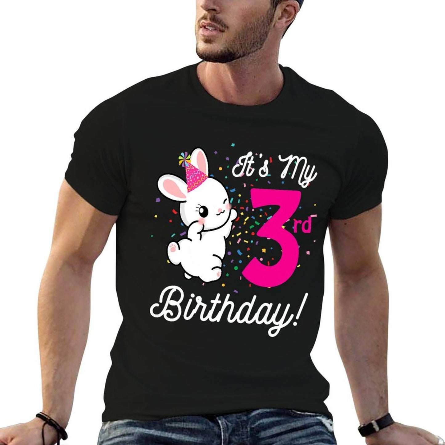 Kids Its My 3rd Birthday Girl Bunny Rabbit Theme Party (three) Premium Quick-drying T-Shirt
