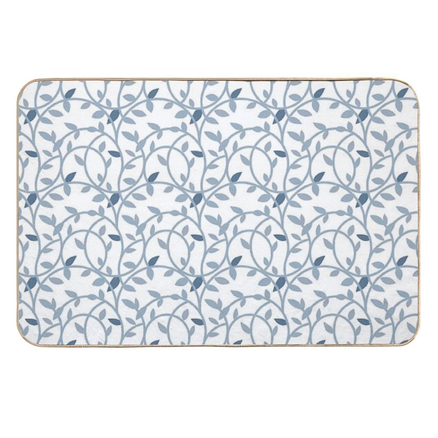 Pretty Blue Leaf Pattern Versatile Bath Mat