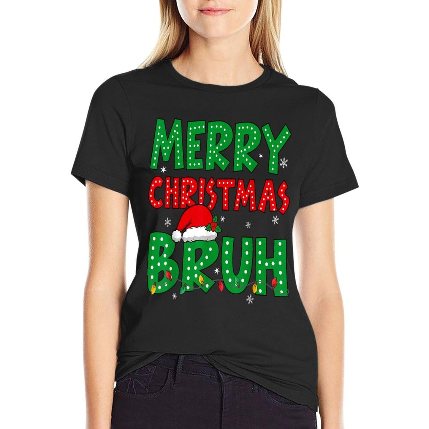 Bruh Meme Funny Saying Bro Greetingns Boys Men Christmas Rolled Sleeves T-Shirt
