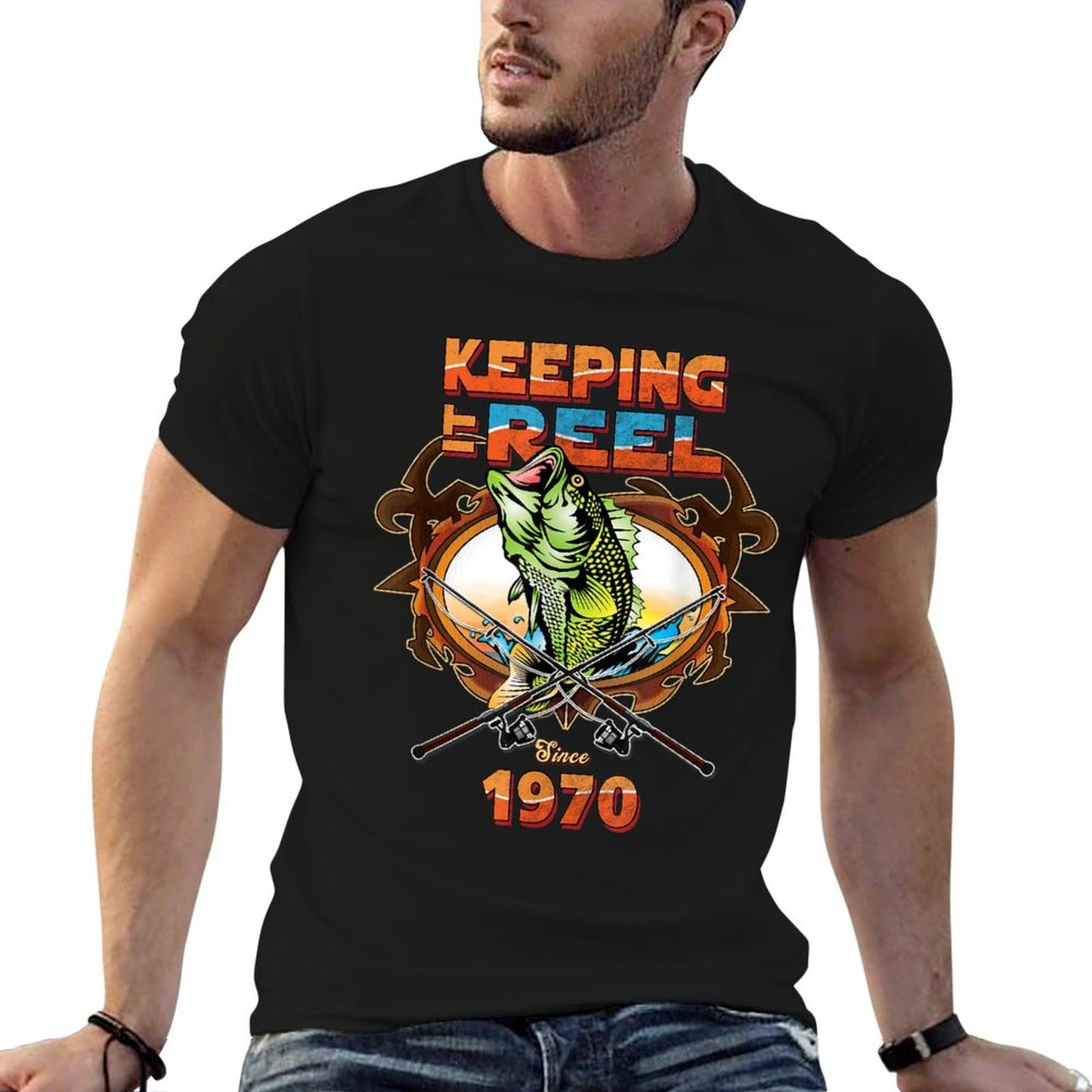 50th Birthday Fishing Keeping It Reel Since 1970 Mens Lightweight T-Shirt