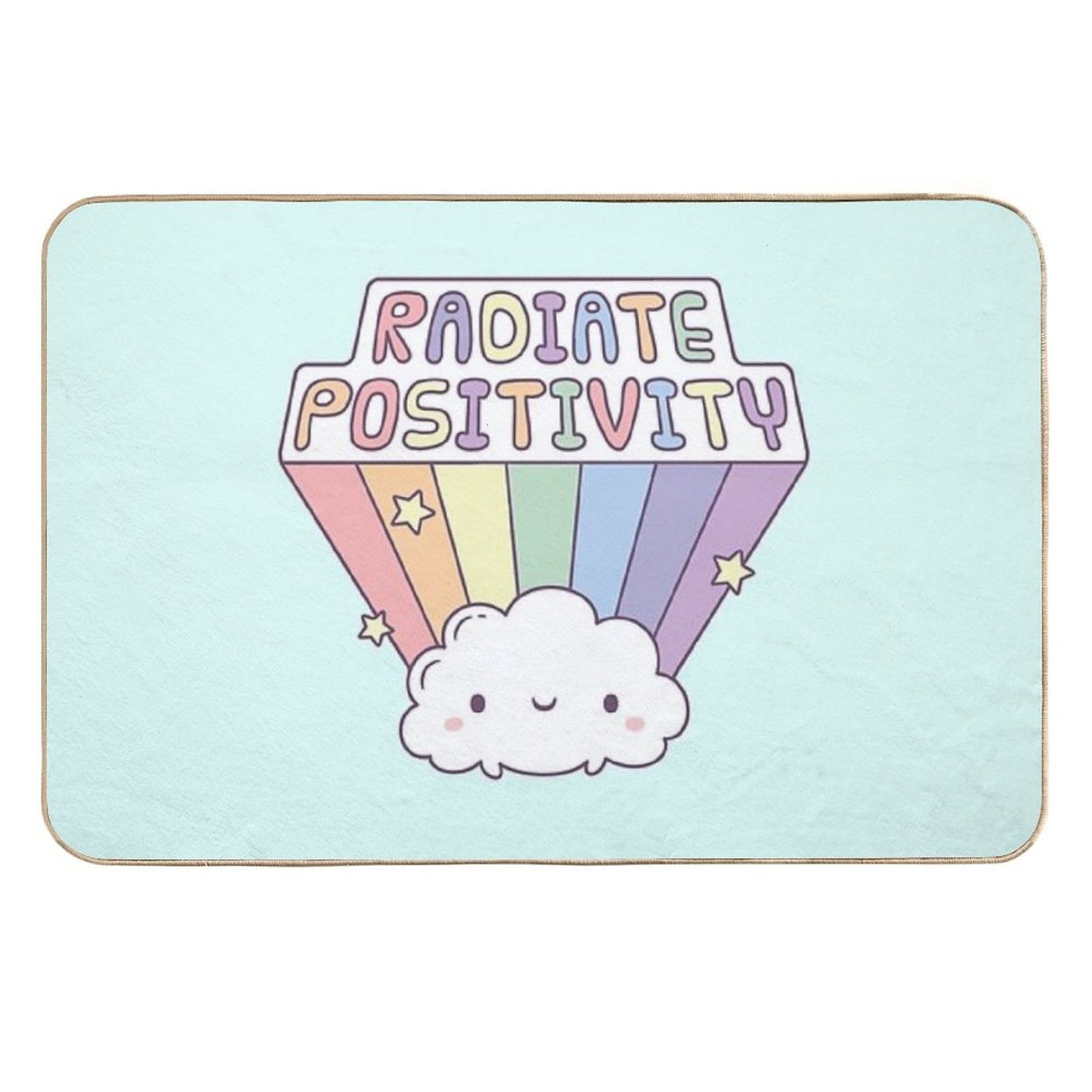 Radiate Positivity, Cute Cloud And Rainbow Rapid-Drying Bath Mat