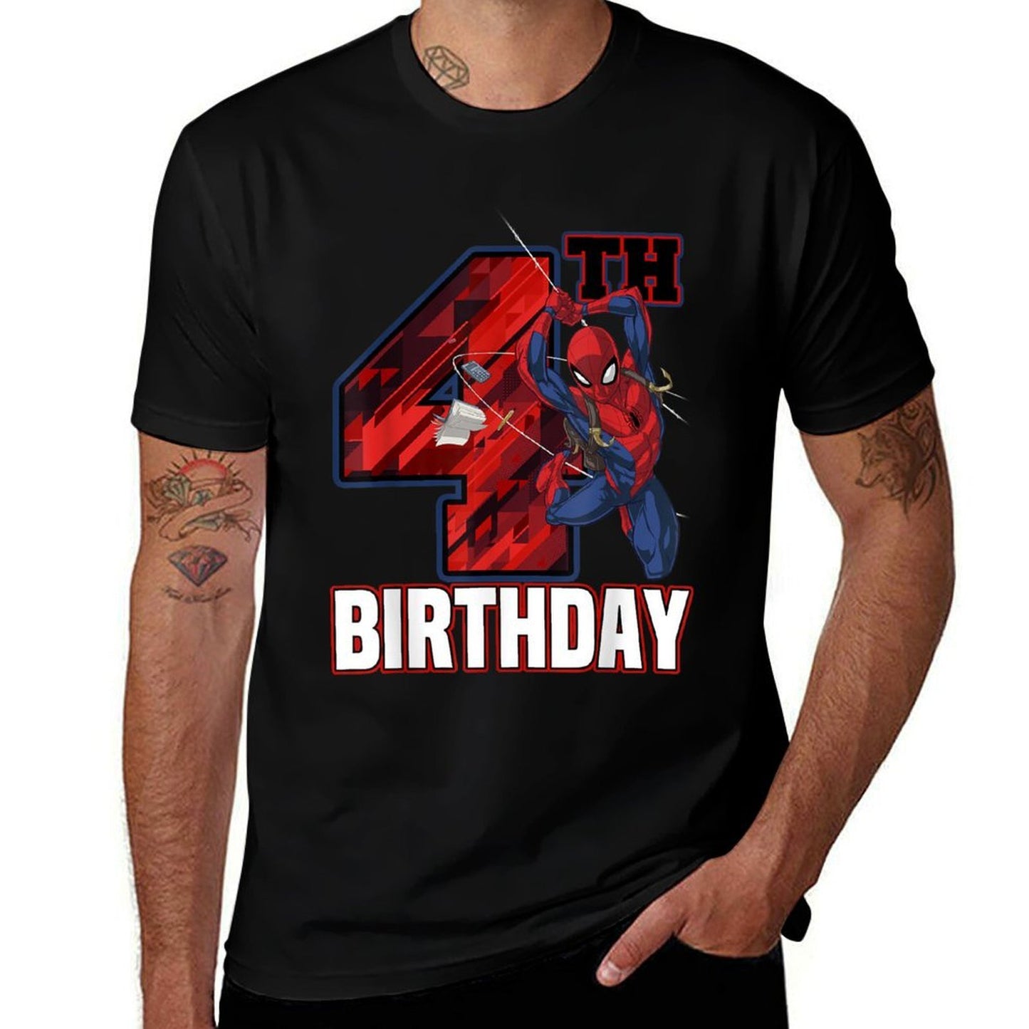 Marvel Spider-Man Web Swing 4th Birthday Versatile T-Shirt