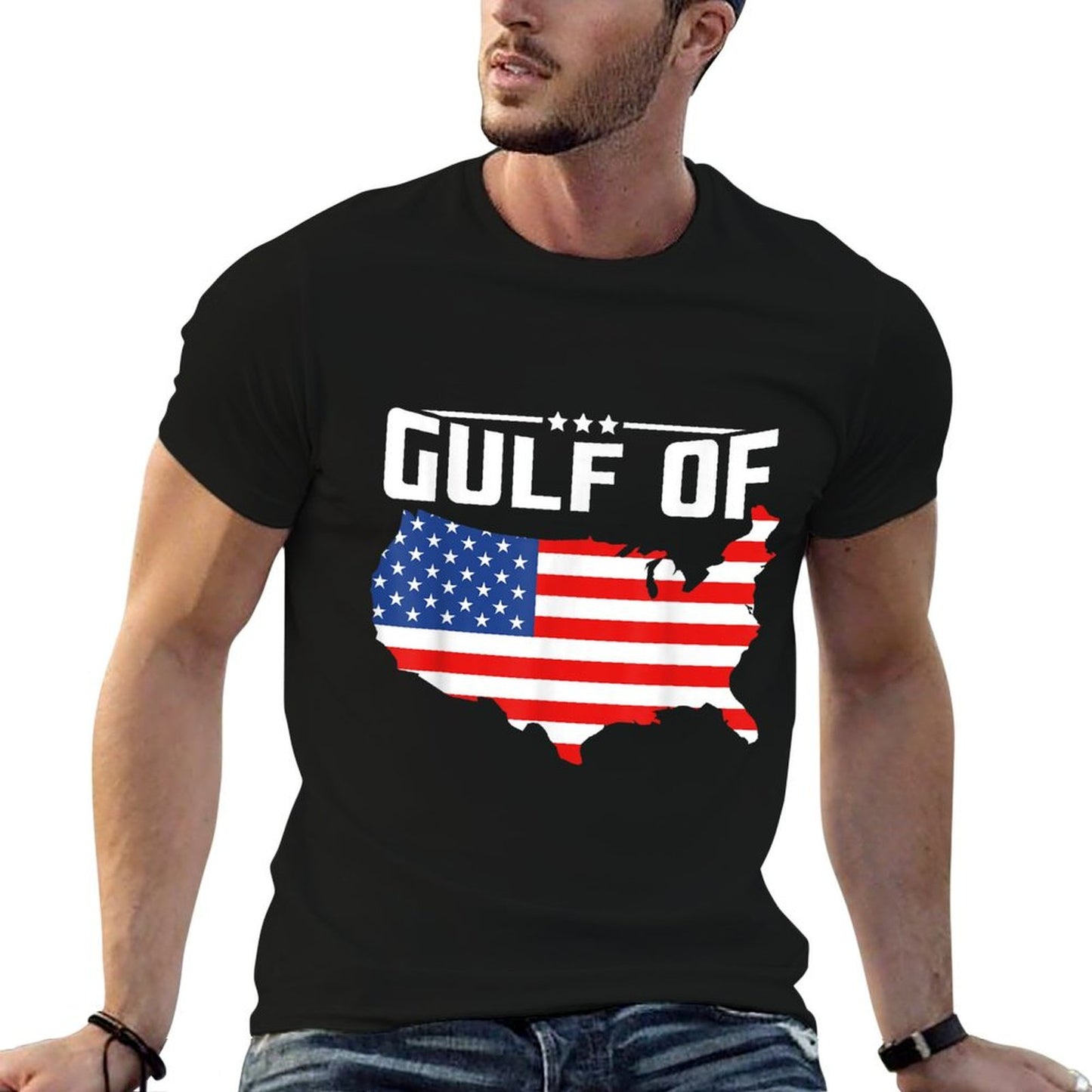 Gulf Of United States Of America Funny USA Flag Stretchy T-Shirt