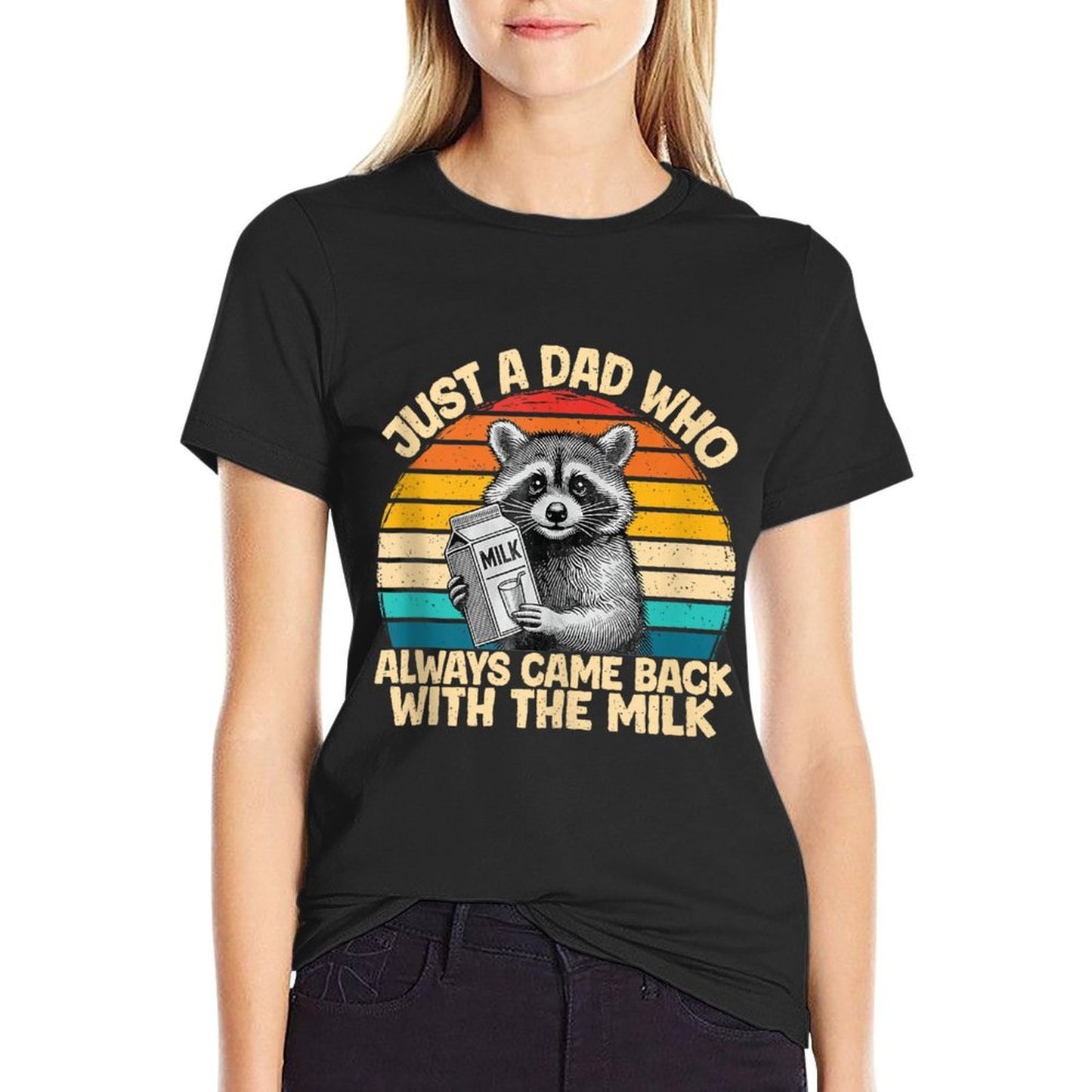 Just A Dad Who Always Came Back With The Milk Funny Slim-fit Cut T-Shirt