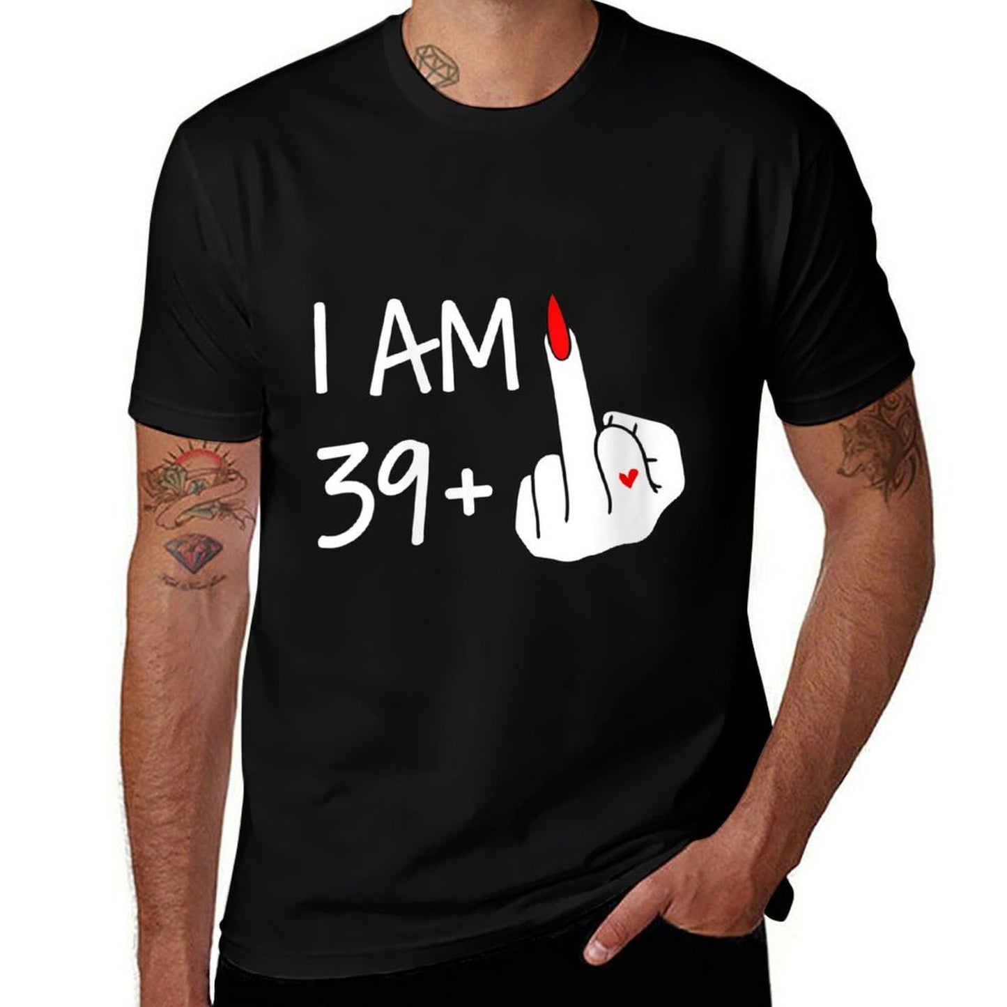 Womens I Am 39 Plus 1 Middle Finger 40th Birthday Women Mothers Day Heathered Texture T-Shirt