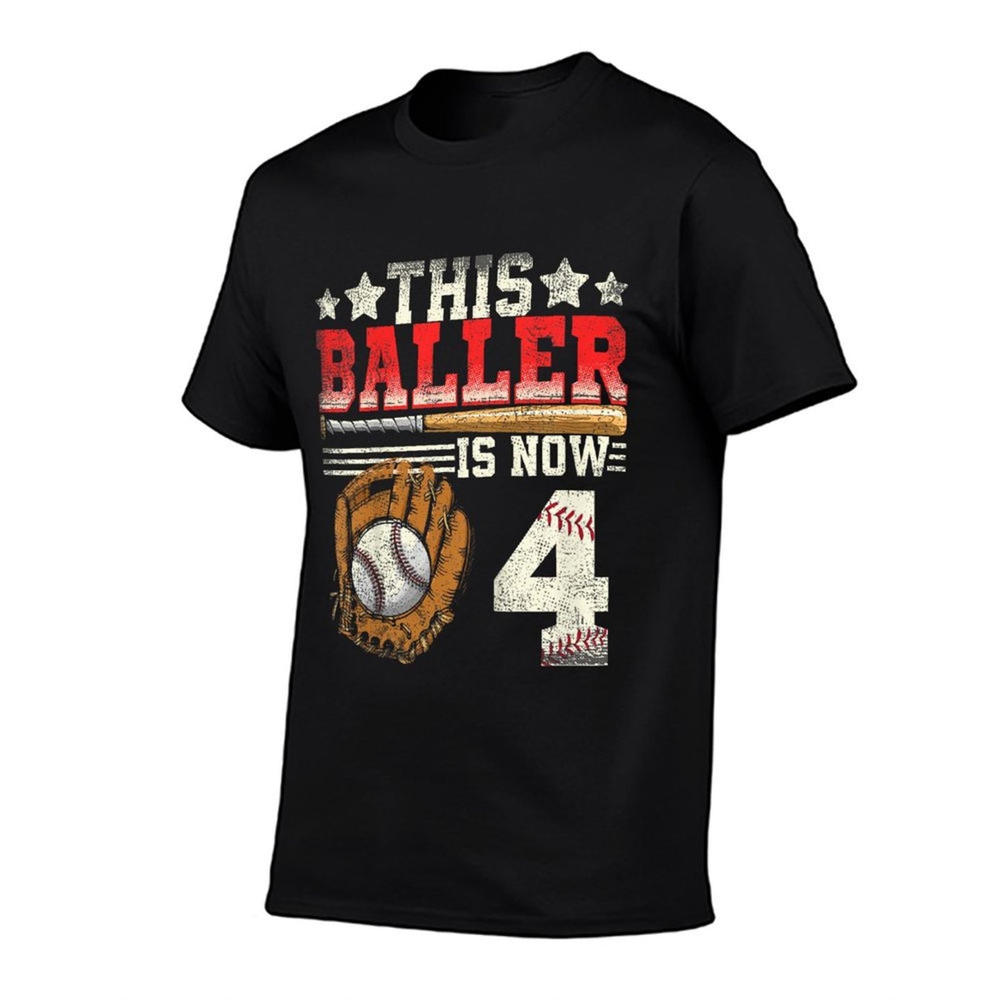 Kids 4th Birthday Boy Baseball Kids Four Year Old Trendy Pattern T-Shirt