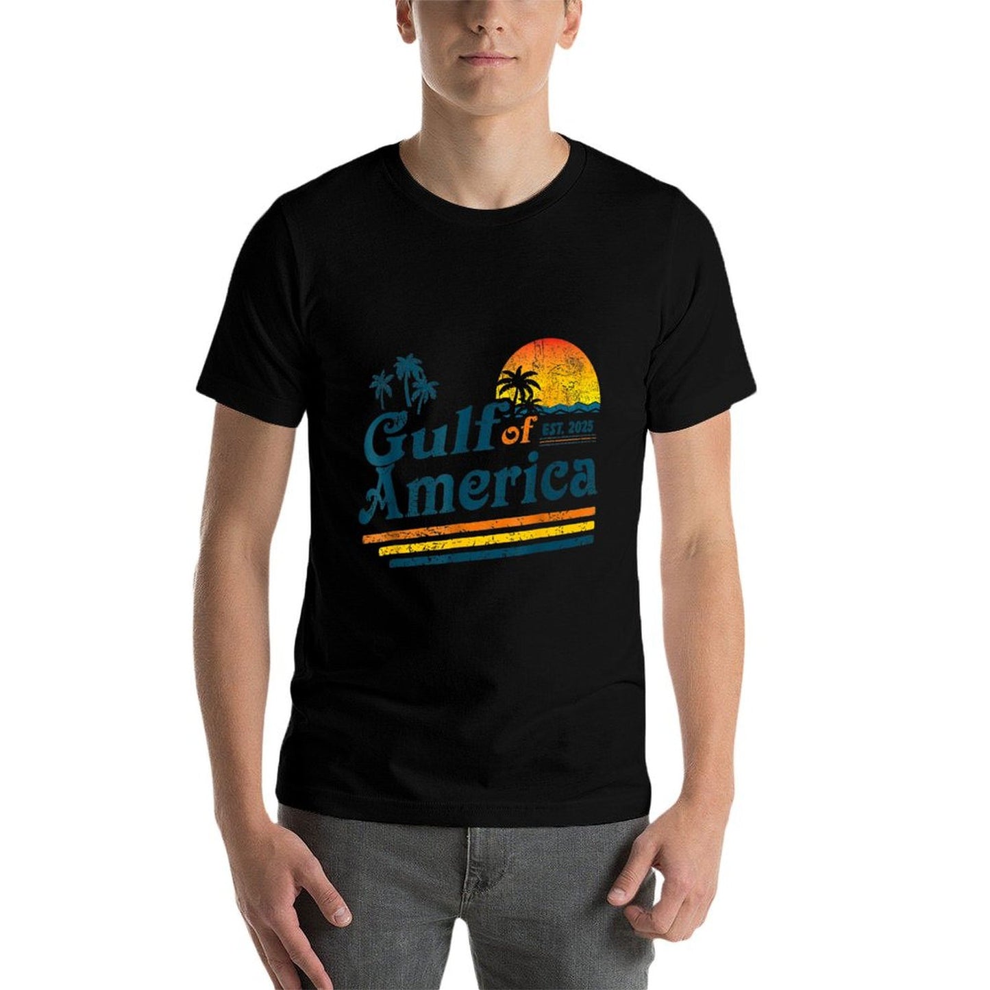 Retro Gulf Of US America 2025 American Flag Gulf Mexico Relaxed-fit T-Shirt