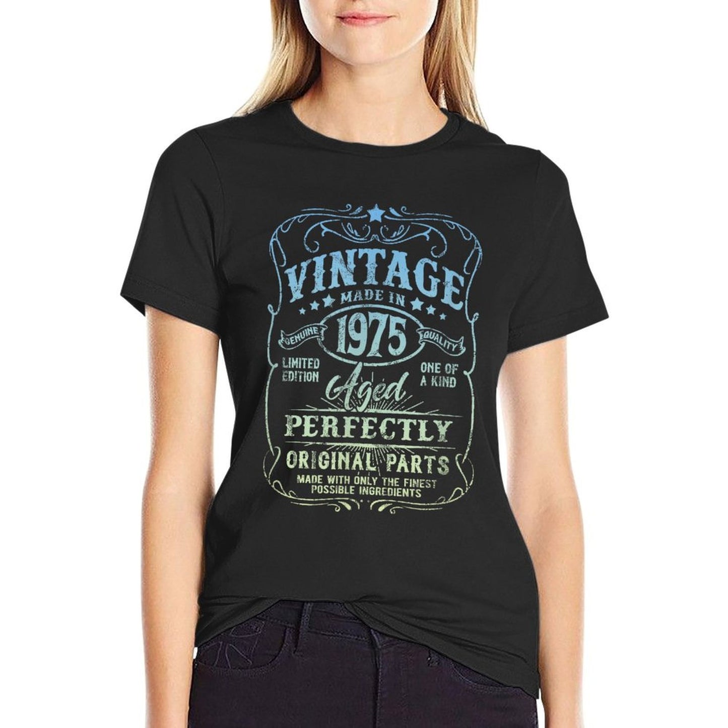 Vintage Born In 1975 Classic Original 50th Birthday High-quality Stitching T-Shirt
