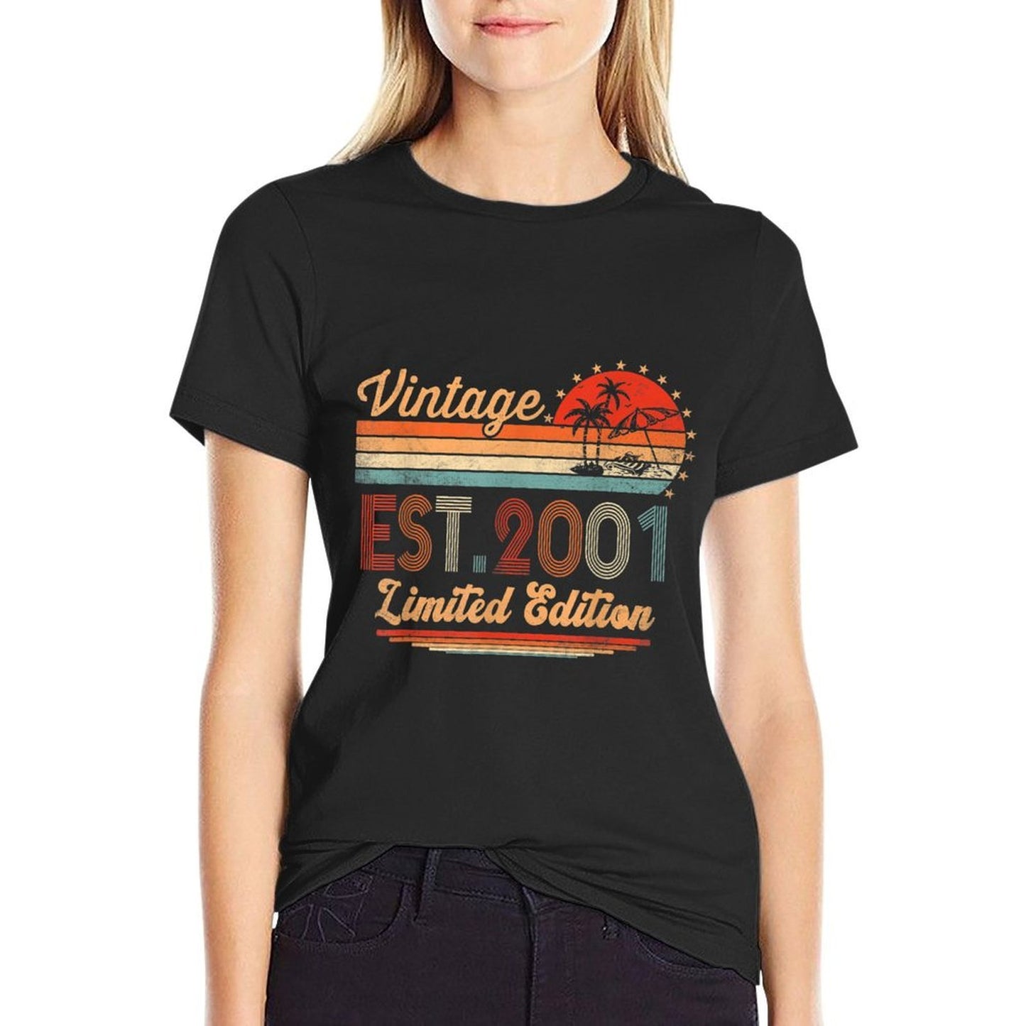21 Year Old Gifts Vintage 2001 Limited Edition 21st Birthday Oversized Silhouette T-Shirt