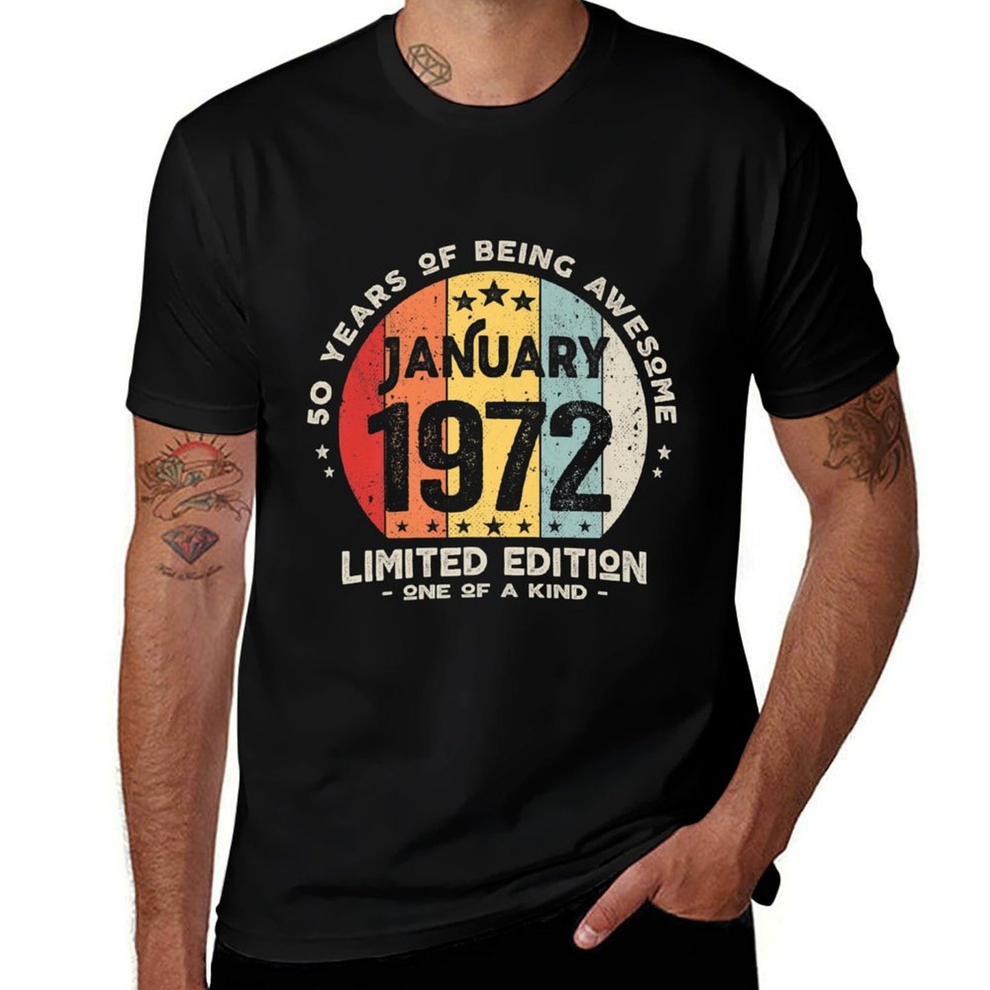 50 Years Old January 1972 Limited Edition 50th Birthday Premium Oversized Silhouette T-Shirt