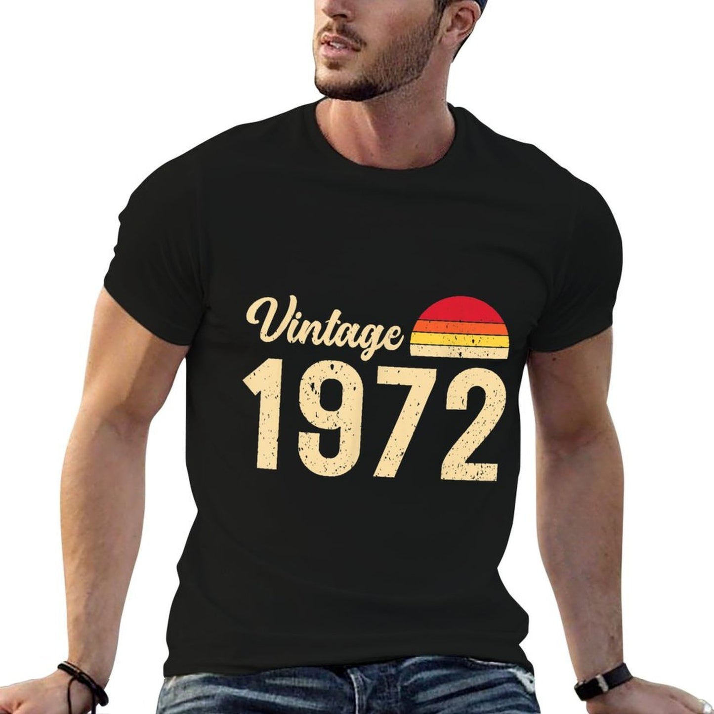 Vintage Style Born In 1972 T Shirts Retro 50th Birthday Eco-friendly Material T-Shirt