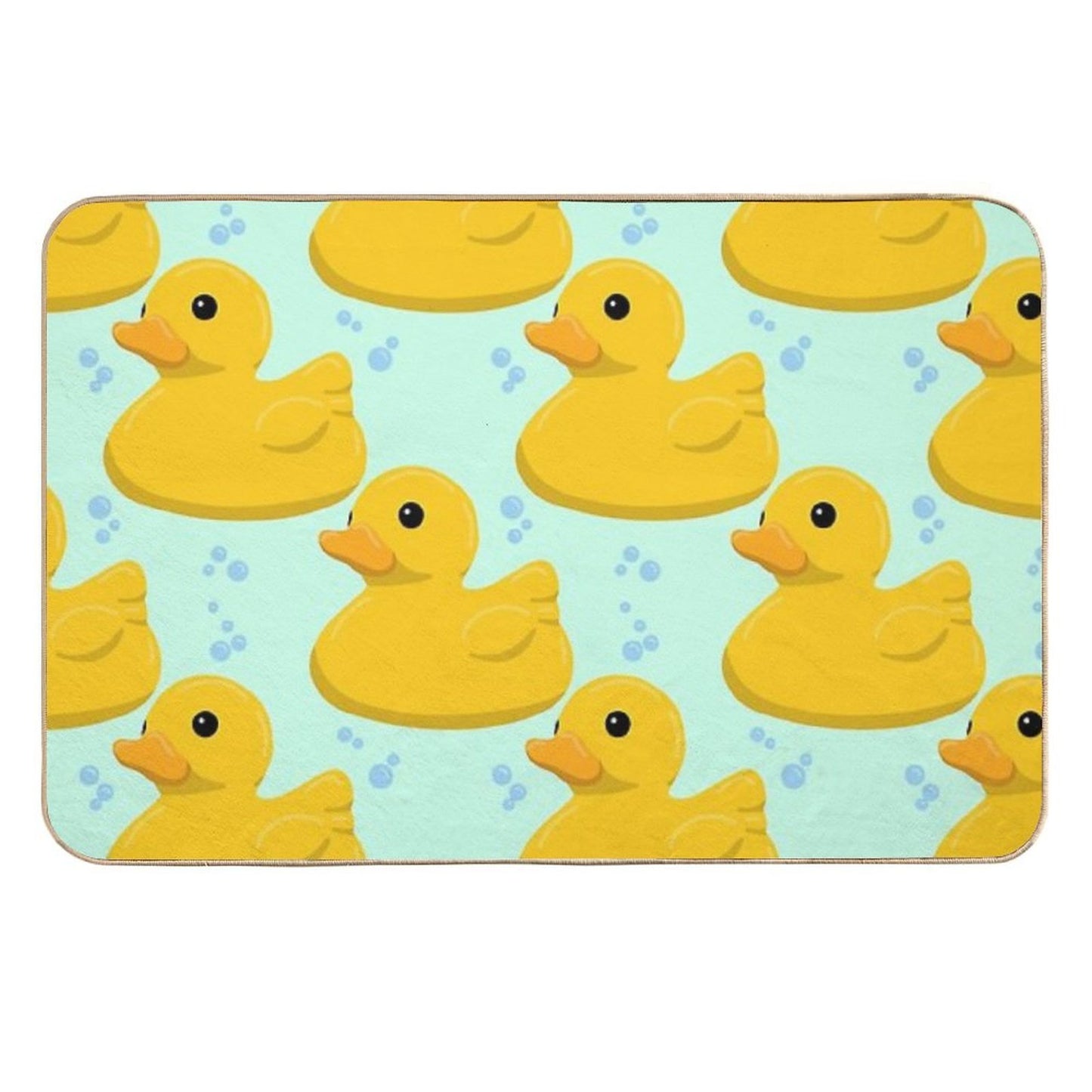 Rubber Duck Pattern with Bubbles Absorbent Bath Mat