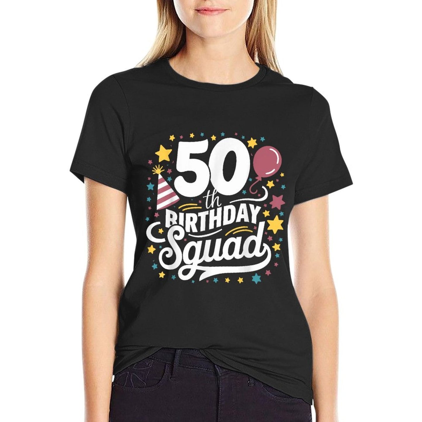 50th Birthday Squad Bday Party Family Friends Group Matching Heathered Texture T-Shirt