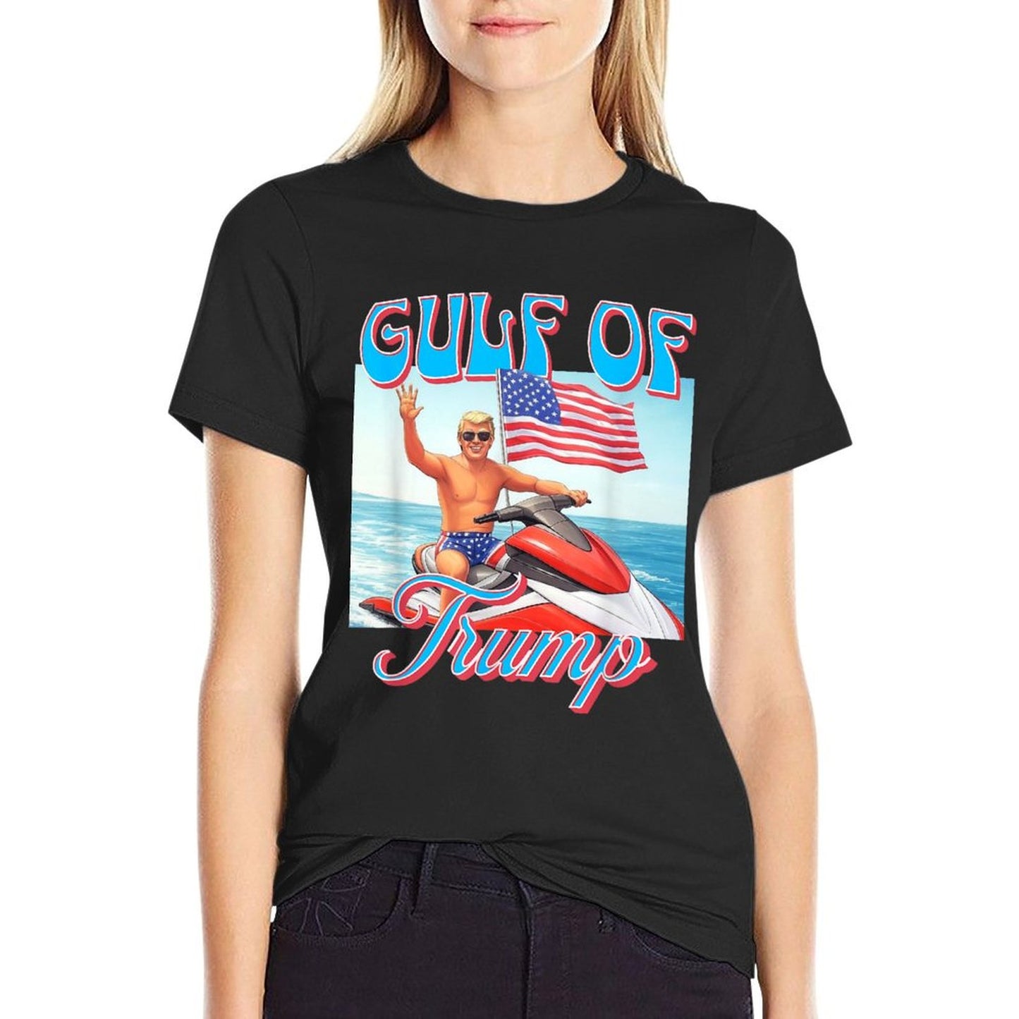 Gulf Of Trump America Flag Beach Lake Ocean Vacation Summer Soft T-Shirt