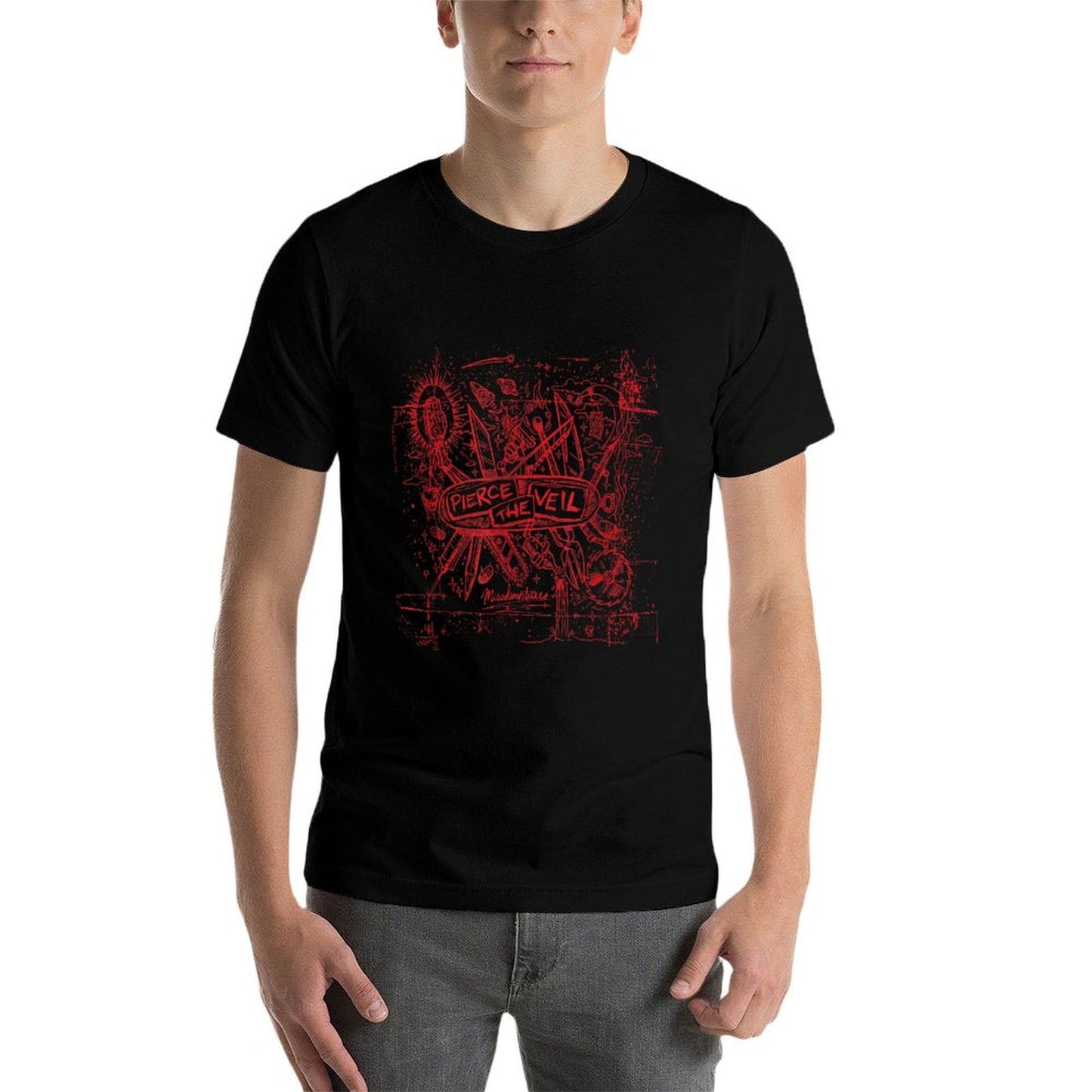 Pierce The Veil - Misadventures Cover in Red Print Easy-care T-Shirt