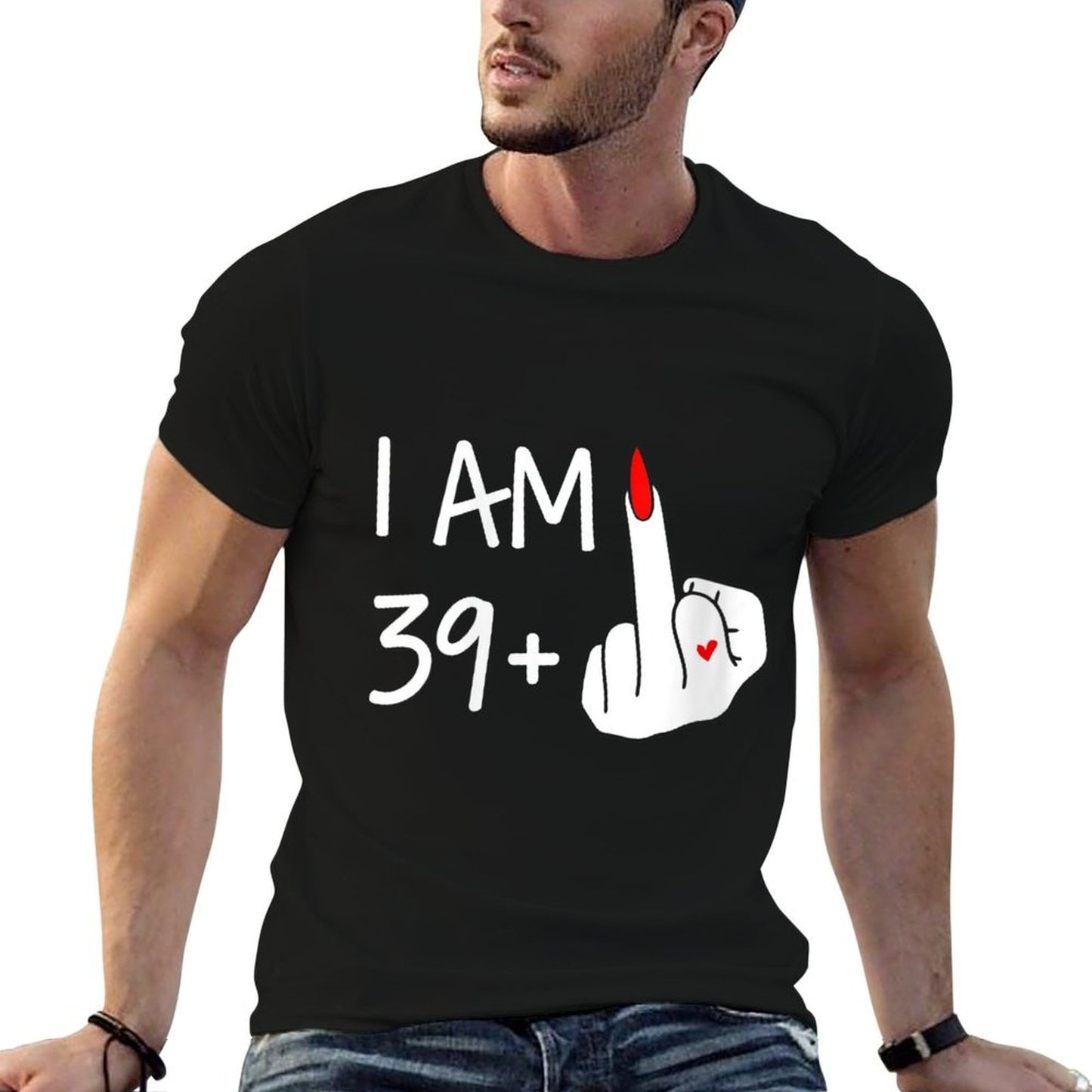 Womens I Am 39 Plus 1 Middle Finger 40th Birthday Women Mothers Day Heathered Texture T-Shirt