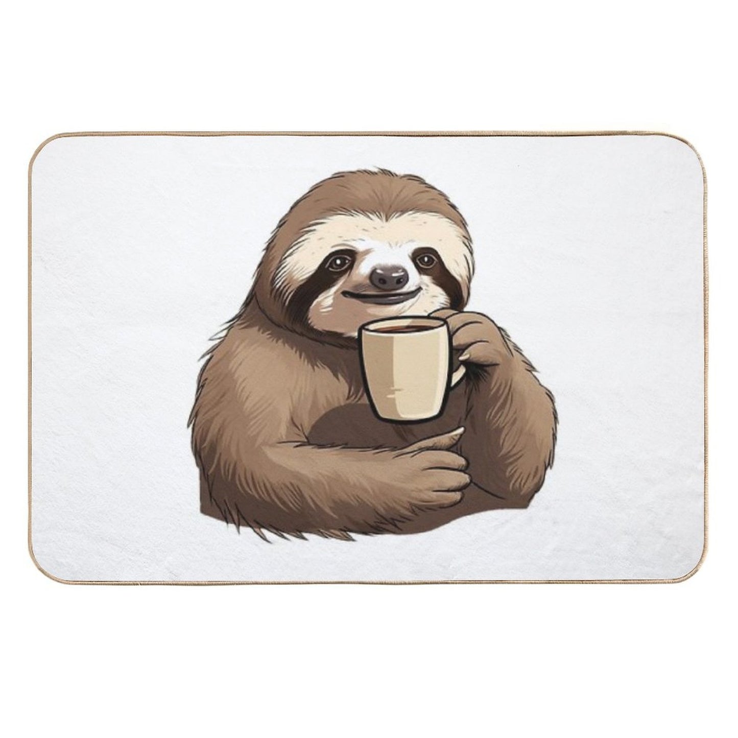 Sloth Drinking Coffee Toxin-Free Bath Mat