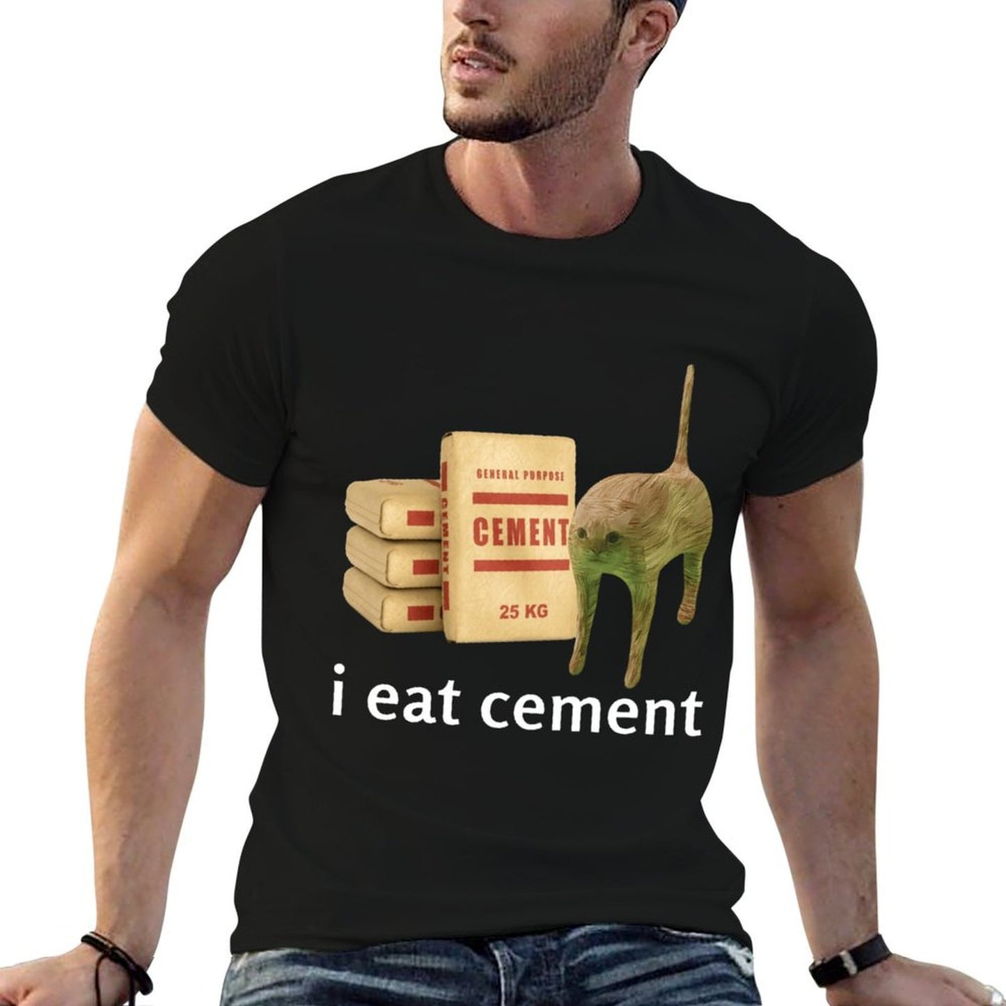 I Eat Cement Cat Kids Funny Dank Cat Meme Eco-friendly Material T-Shirt