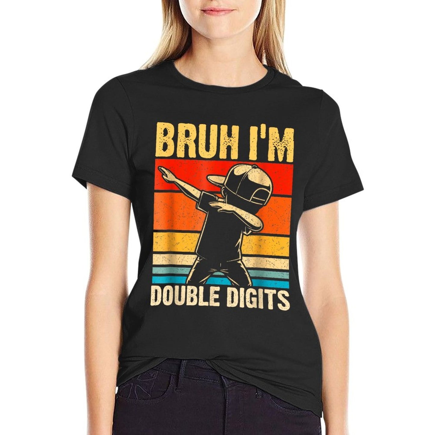 10 Years Old Birthday Bruh I'm Double Digits 10th Birthday Moisture-wicking T-Shirt