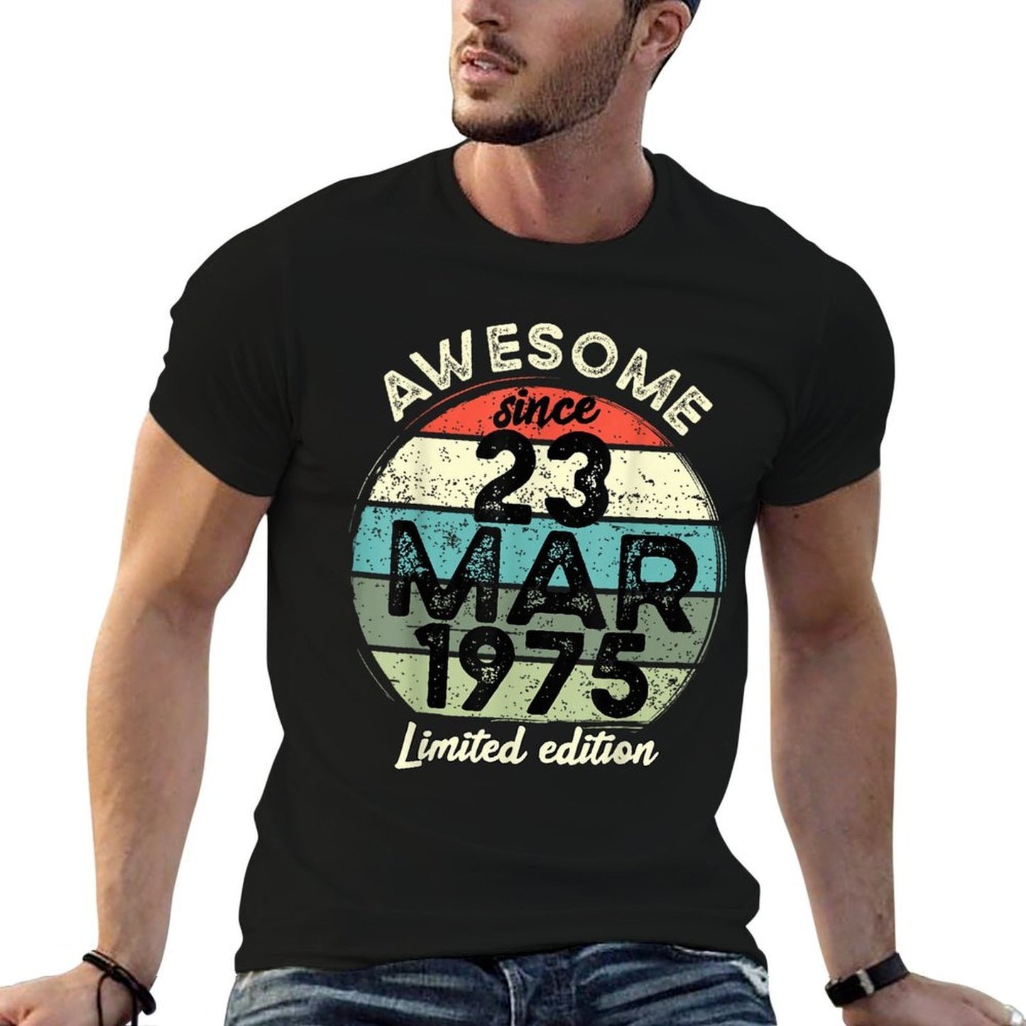 23 March 1975 50th Birthday 50 Year Old 2025 Birthday Slim-fit Cut T-Shirt