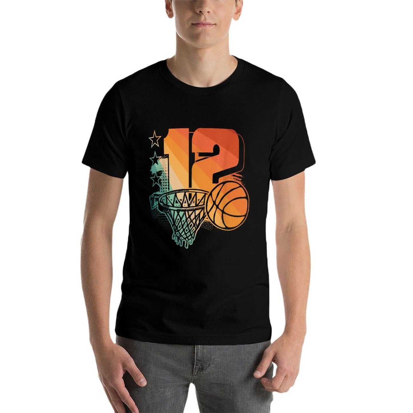 12th Birthday Boy Basketball Player Basketball 12 Years Old Summer-ready Fabric T-Shirt