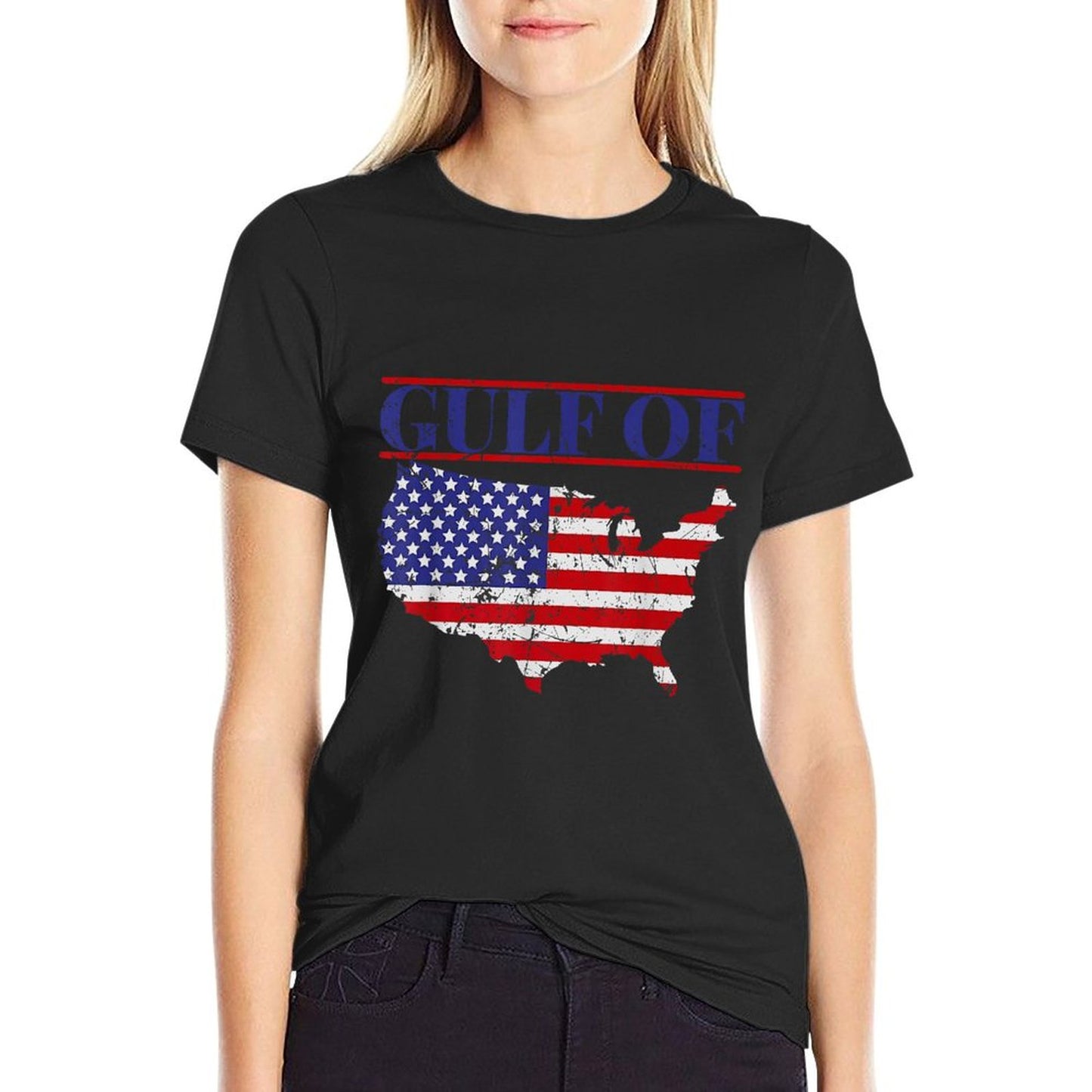 Gulf of USA America Funny USA Flag Easy-care T-Shirt