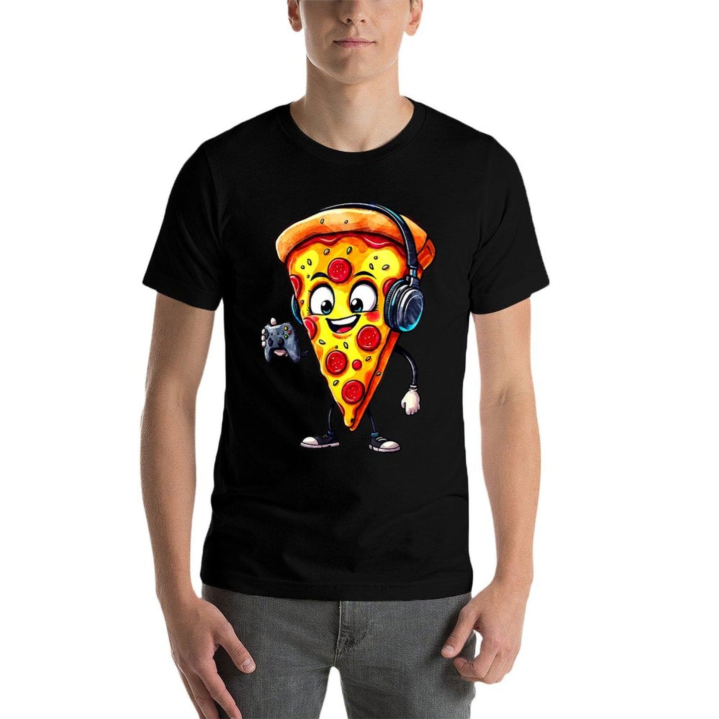Funny Gamer Pizza Food Video Gaming Men Boys Kids Youthn Quick-drying T-Shirt