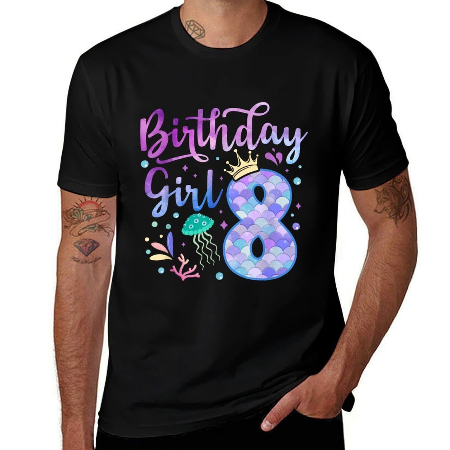 It's My 8th Bday Mermaid Funny Birthday Girls 8 Years Old Easy-care T-Shirt