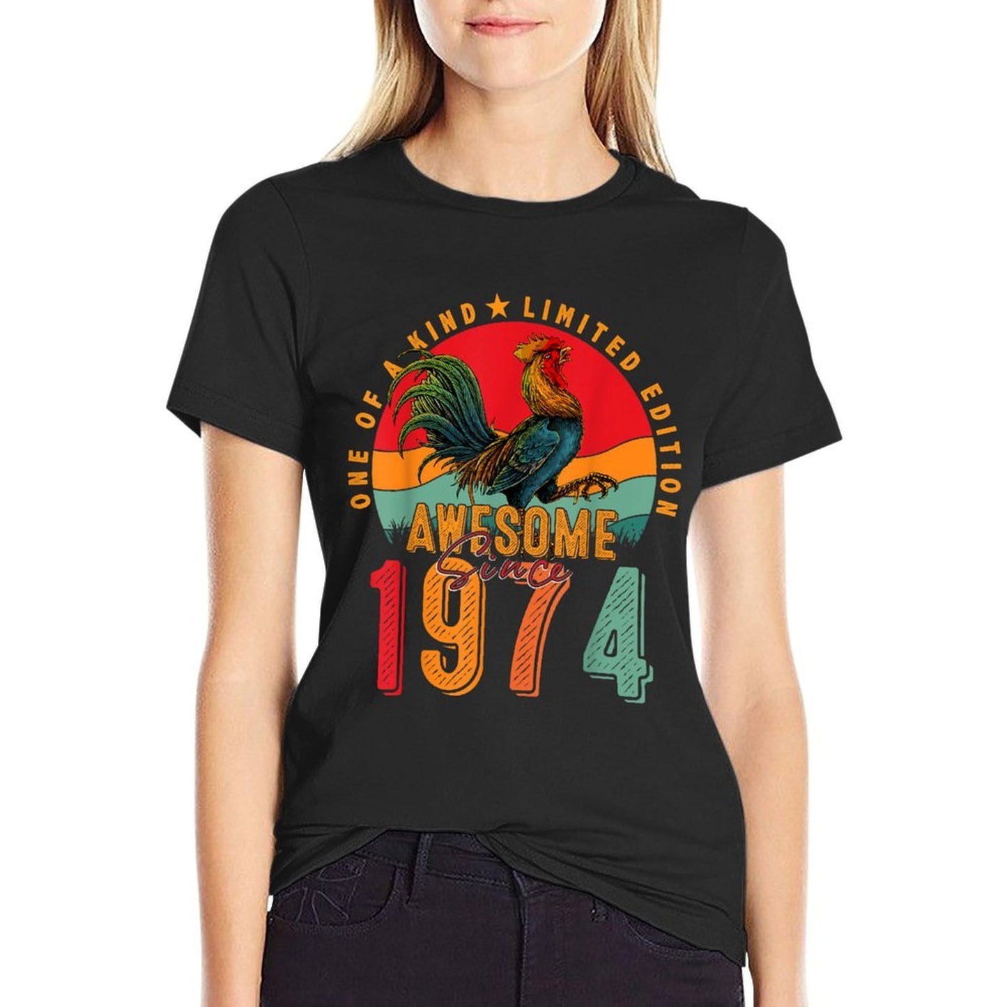 50th Birthday Chicken Awesome Since 1974 Farmer 50 Years Old Stretchy T-Shirt