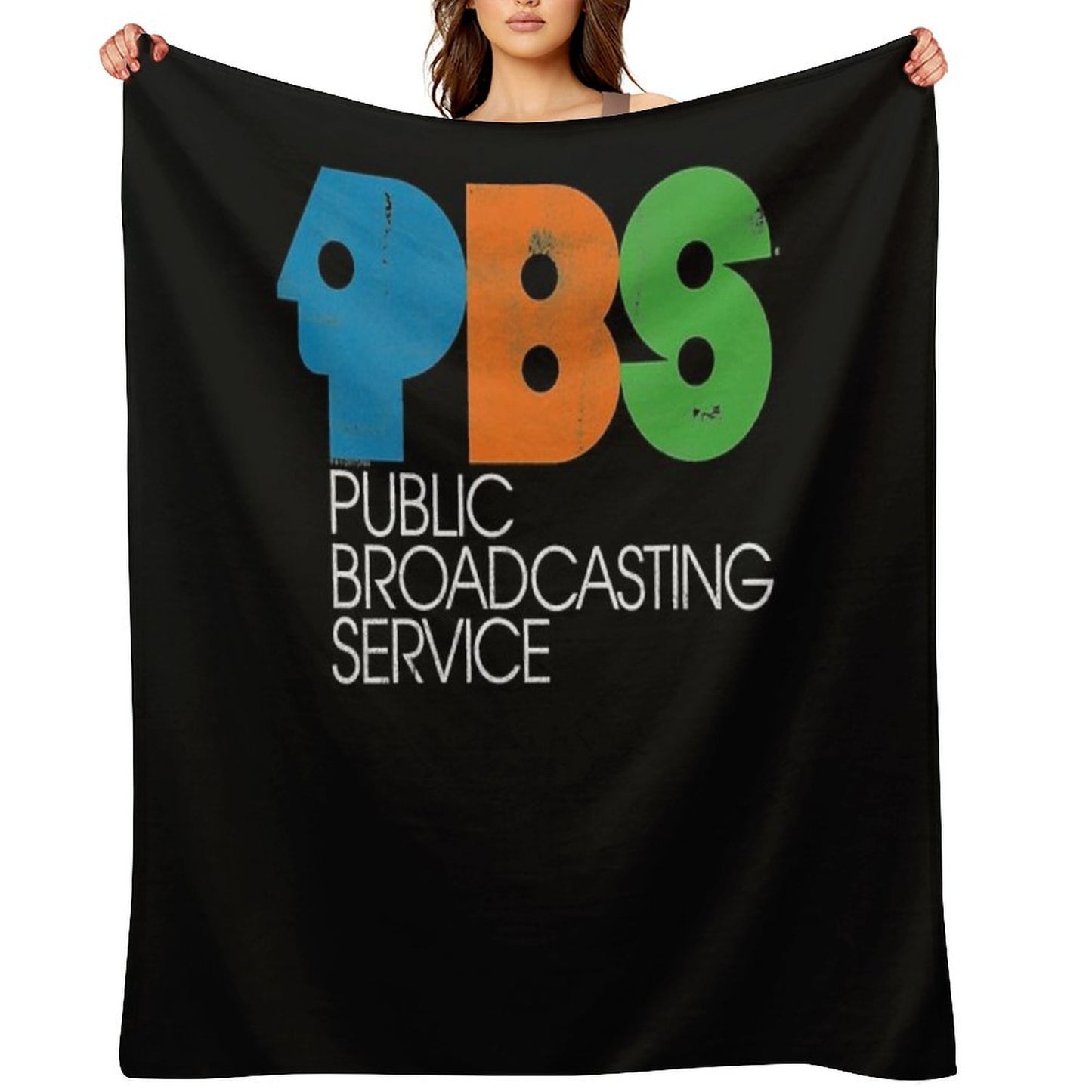 PBS Vintage Logo Distressed Multi-functional Throw Blanket