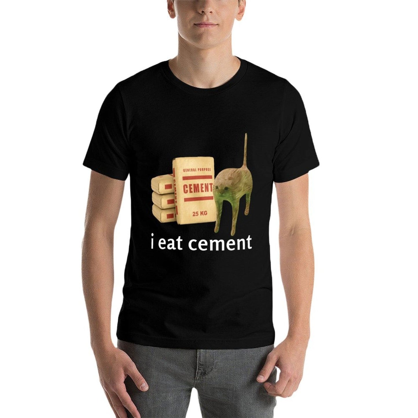 I Eat Cement Cat Kids Funny Dank Cat Meme Eco-friendly Material T-Shirt