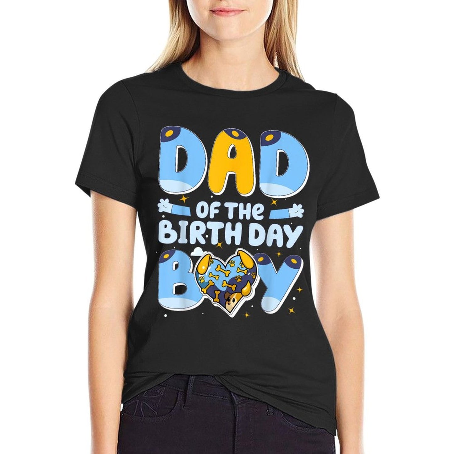 Dad Of The Birthday Boy Funny Blue Dog Family Matching Comfortable T-Shirt