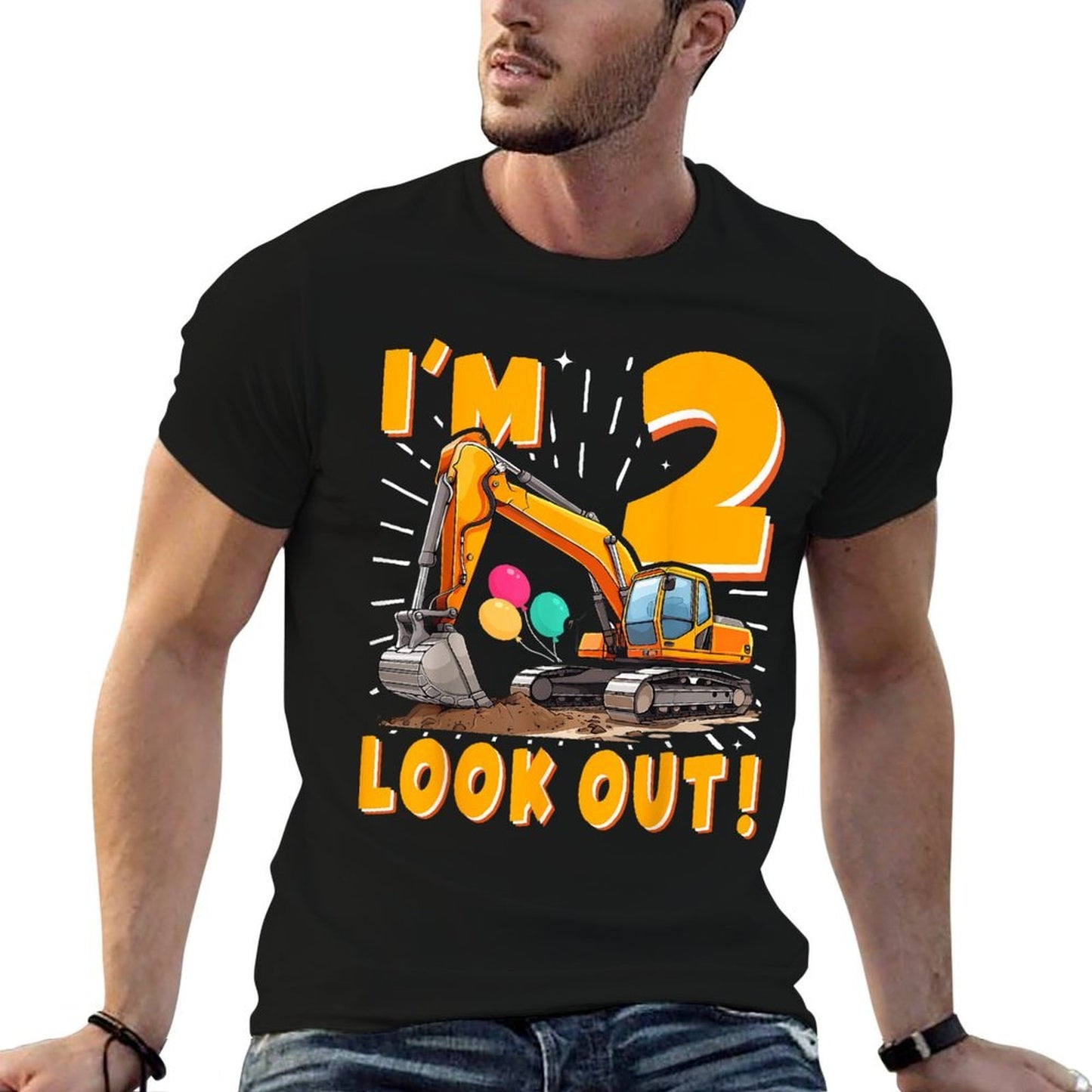 Two 2nd Birthday Boy Excavator Construction 2 Years Old Soft T-Shirt
