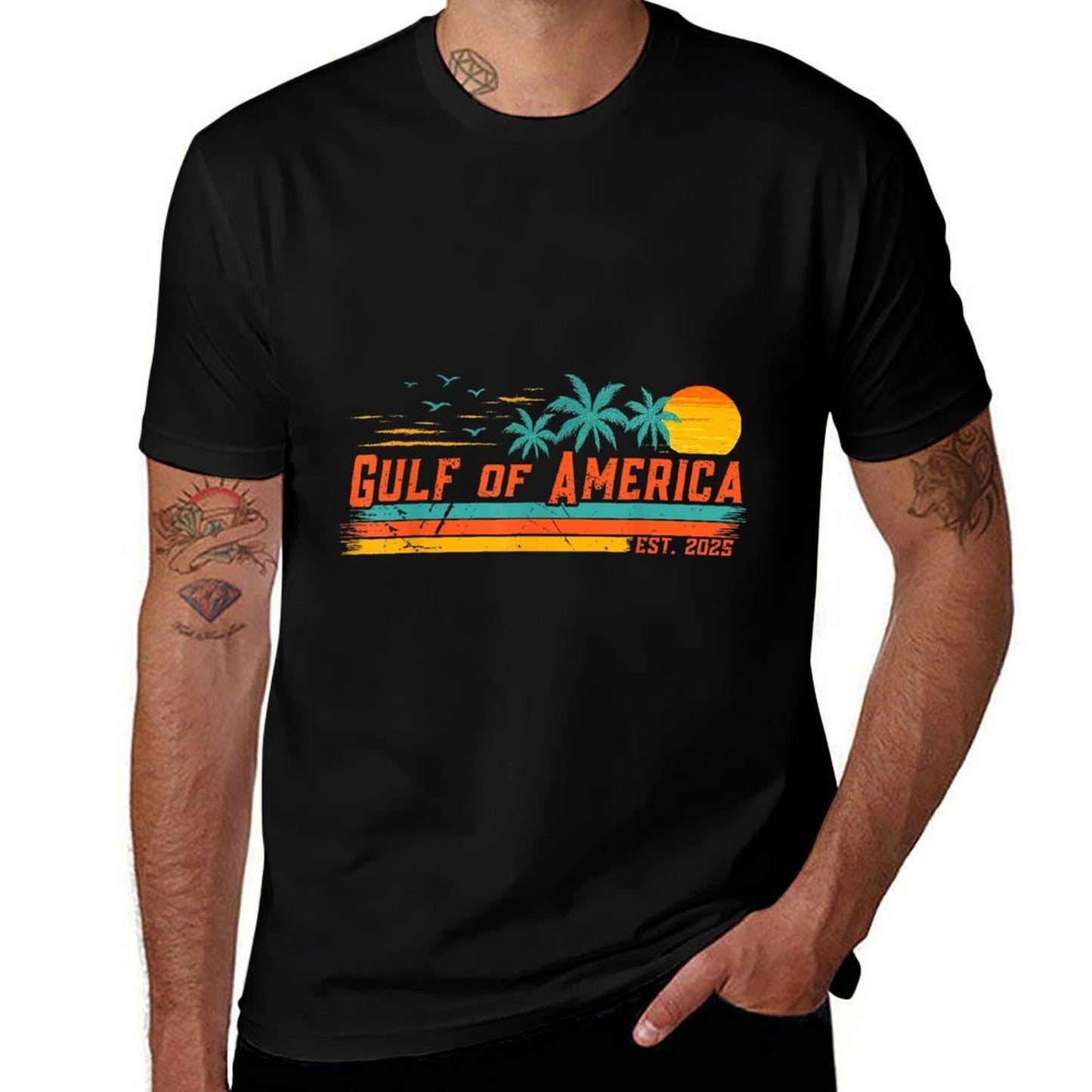 Vintage Gulf Of Us America Retro Sunset Gulf Of Us America High-quality Stitching T-Shirt