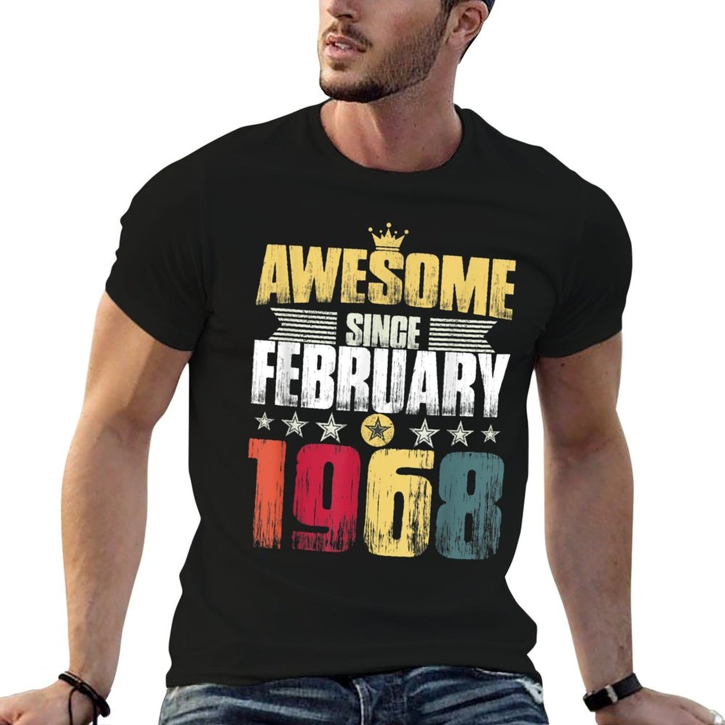 Awesome Since February 1968 Vintage 50th Birthday Gift Lightweight T-Shirt