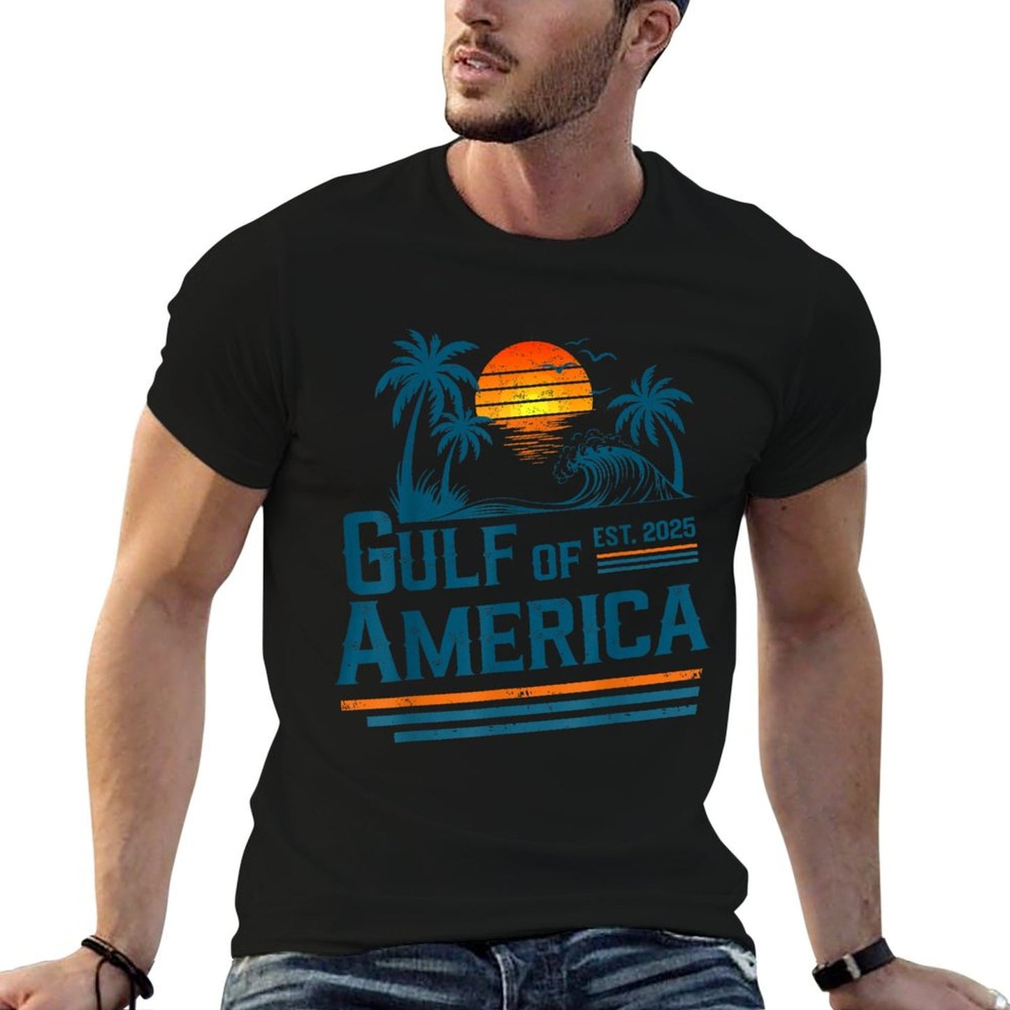 Retro Vintage Gulf Of US America 2025 American Gifts Easy-care T-Shirt