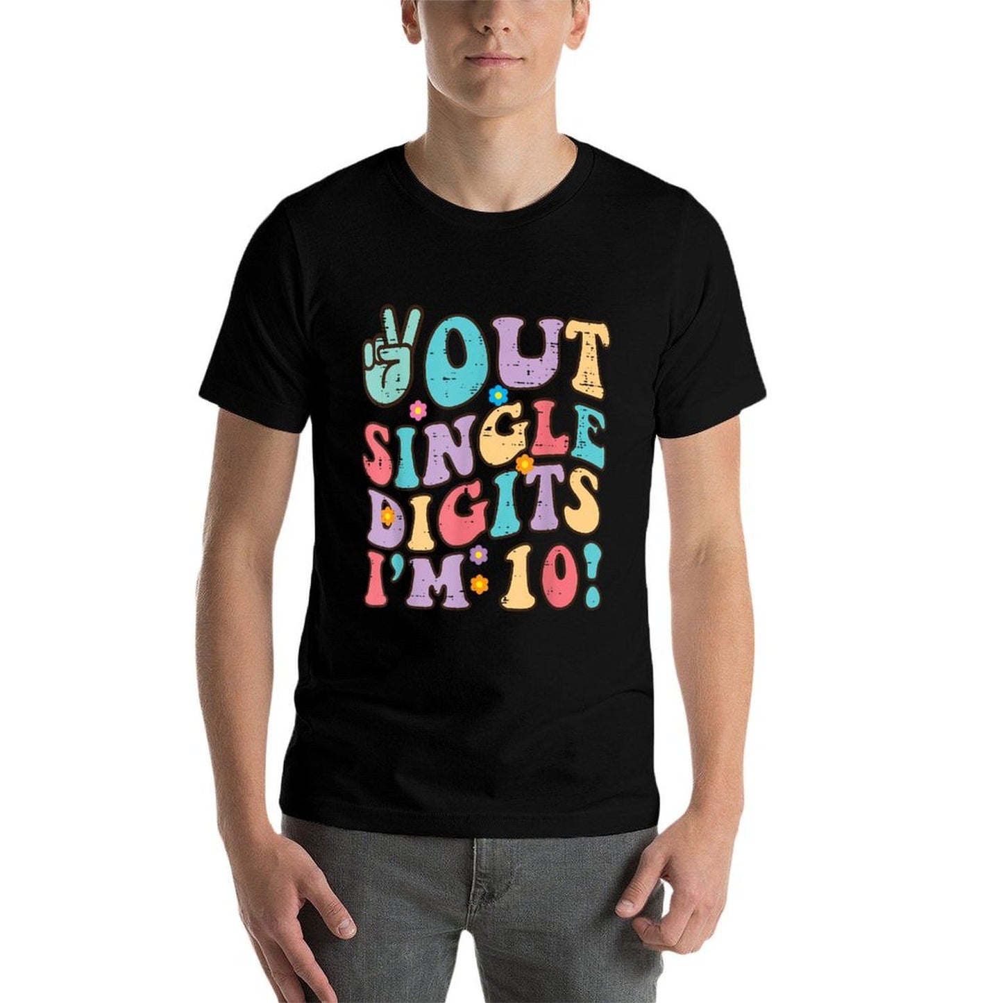 10th Birthday Peace Out Im 10 Years Old Groovy Girls Boys Moisture-wicking T-Shirt
